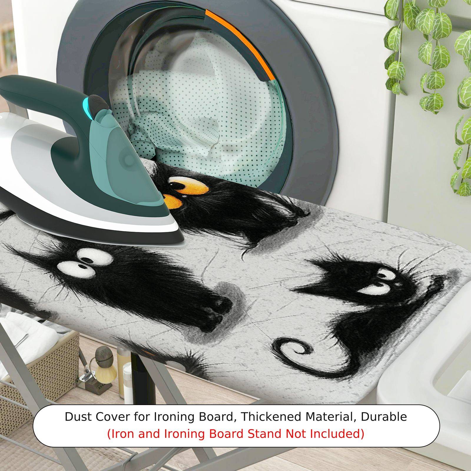 1-Piece Quirky Halloween Black Cats  Ironing Board Cover, Universal Size, Without Board