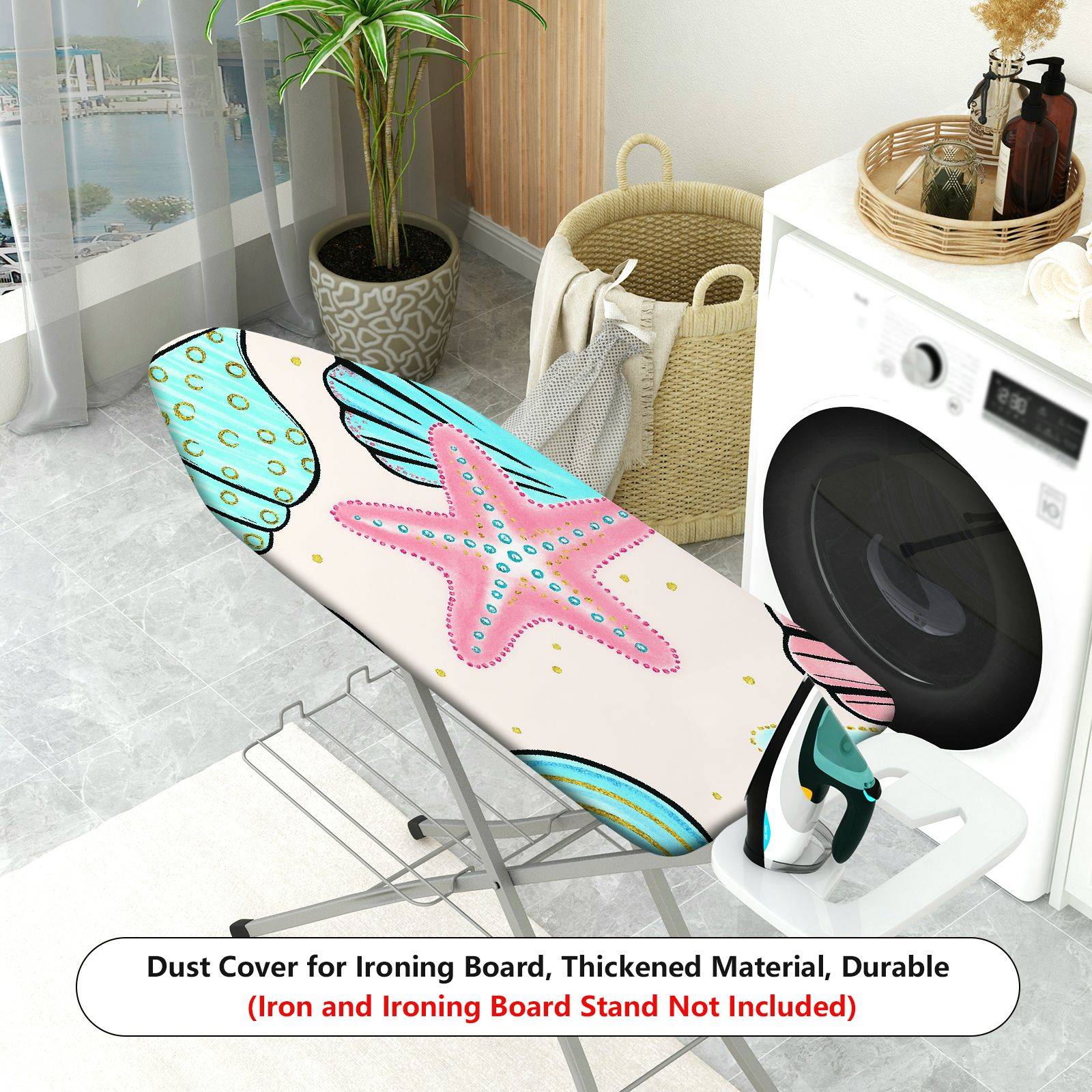1-Piece Shell Starfish Ocean  Ironing Board Cover, Universal Size, Without Board