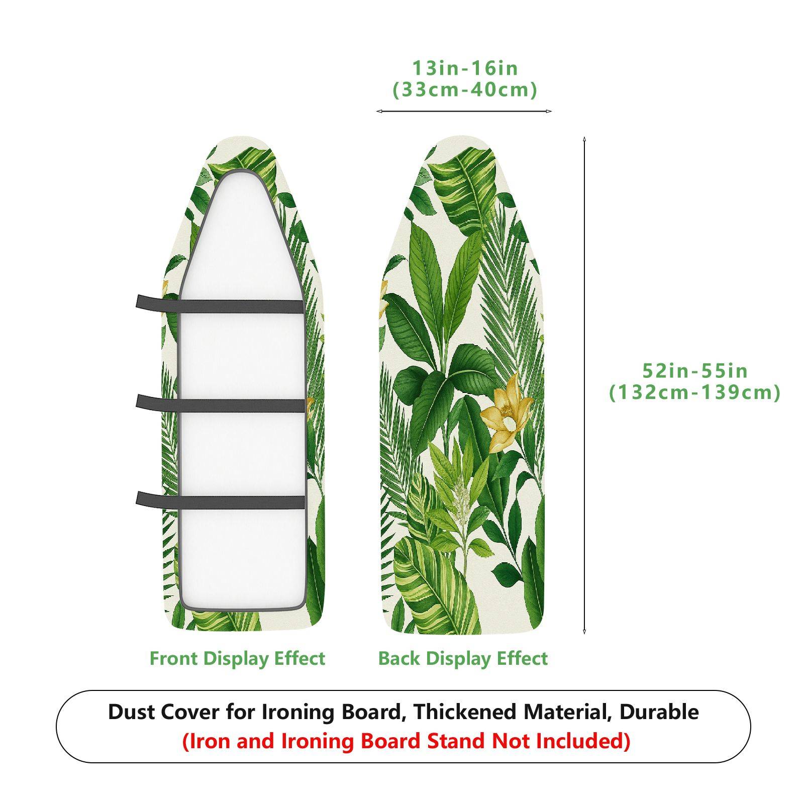 1-Piece Green Leaf Floral Tropical  Ironing Board Cover, Universal Size, Without Board