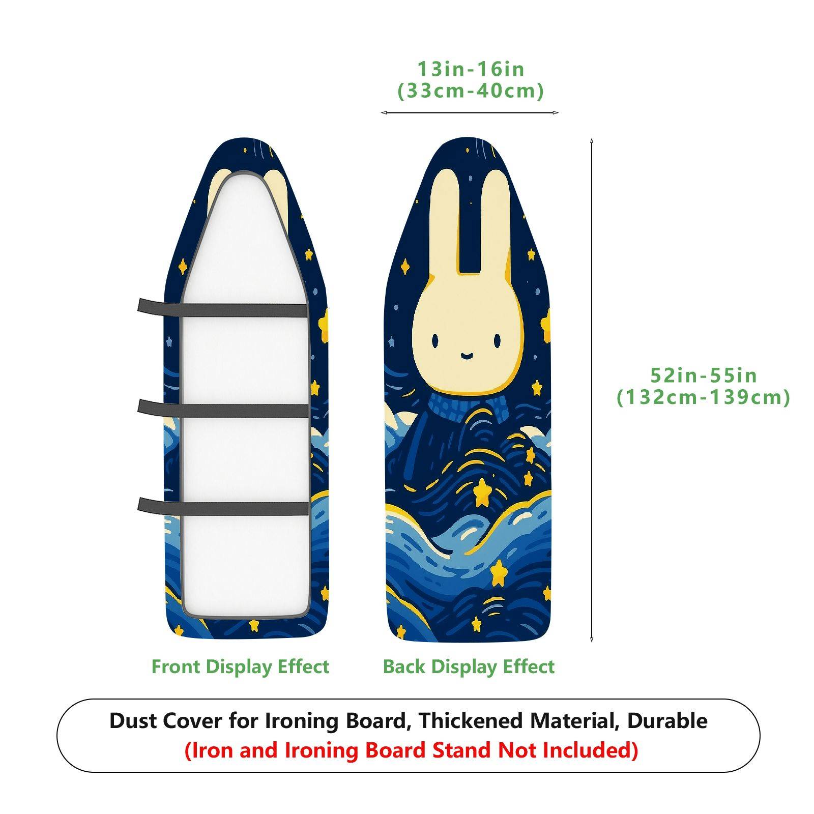 1-Piece Rabbit Starry Night Blue  Ironing Board Cover, Universal Size, Without Board