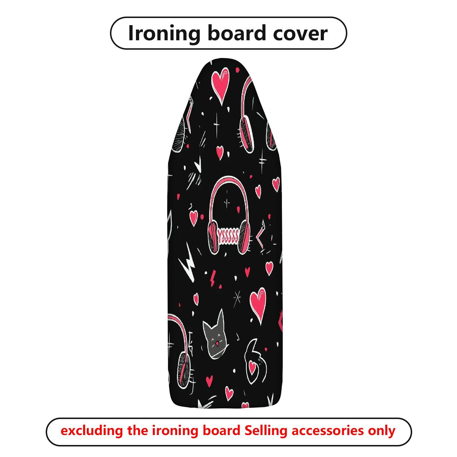 1-Piece Cat Headphones Hearts  Ironing Board Cover, Universal Size, Without Board