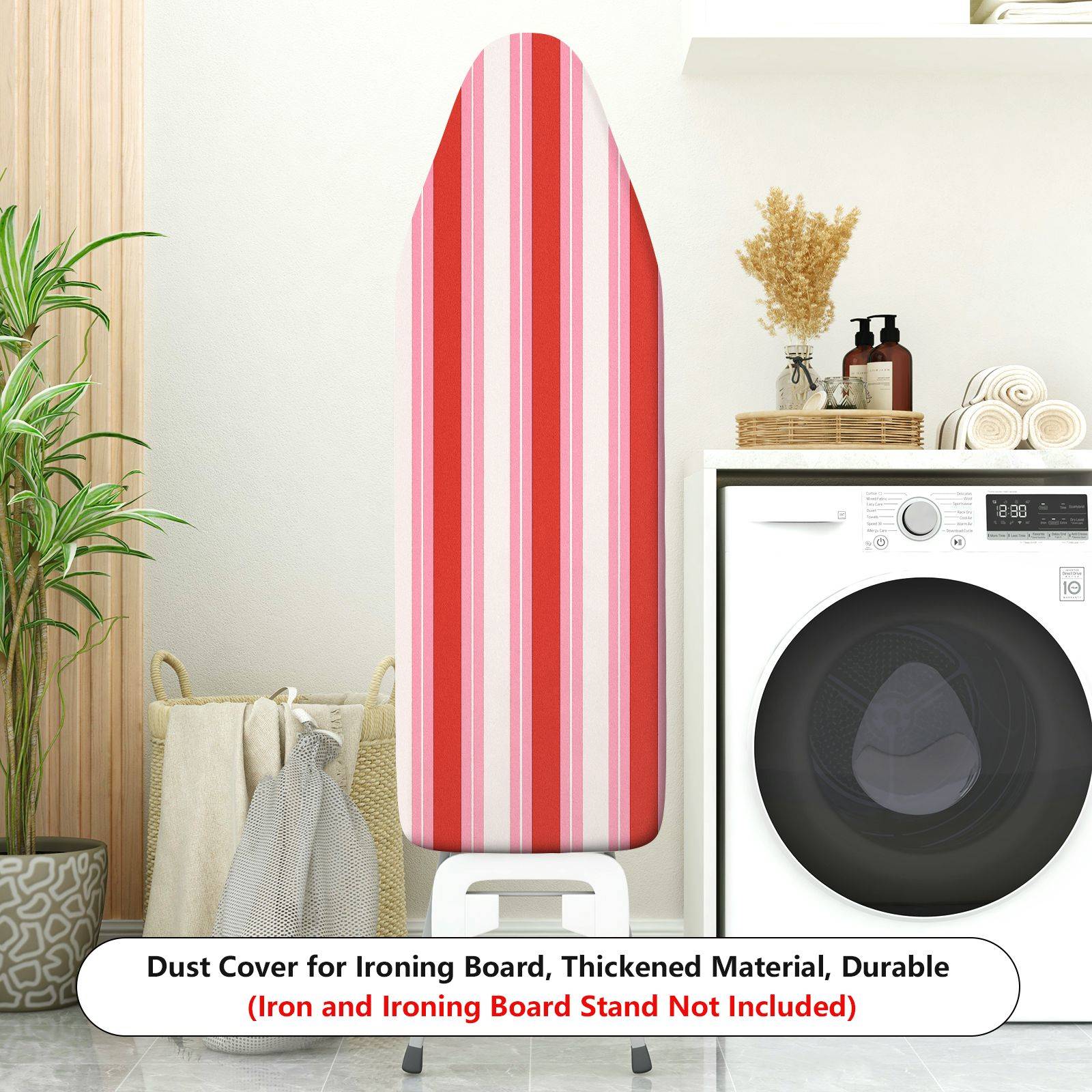 1-Piece Striped Red White Classic  Ironing Board Cover, Universal Size, Without Board