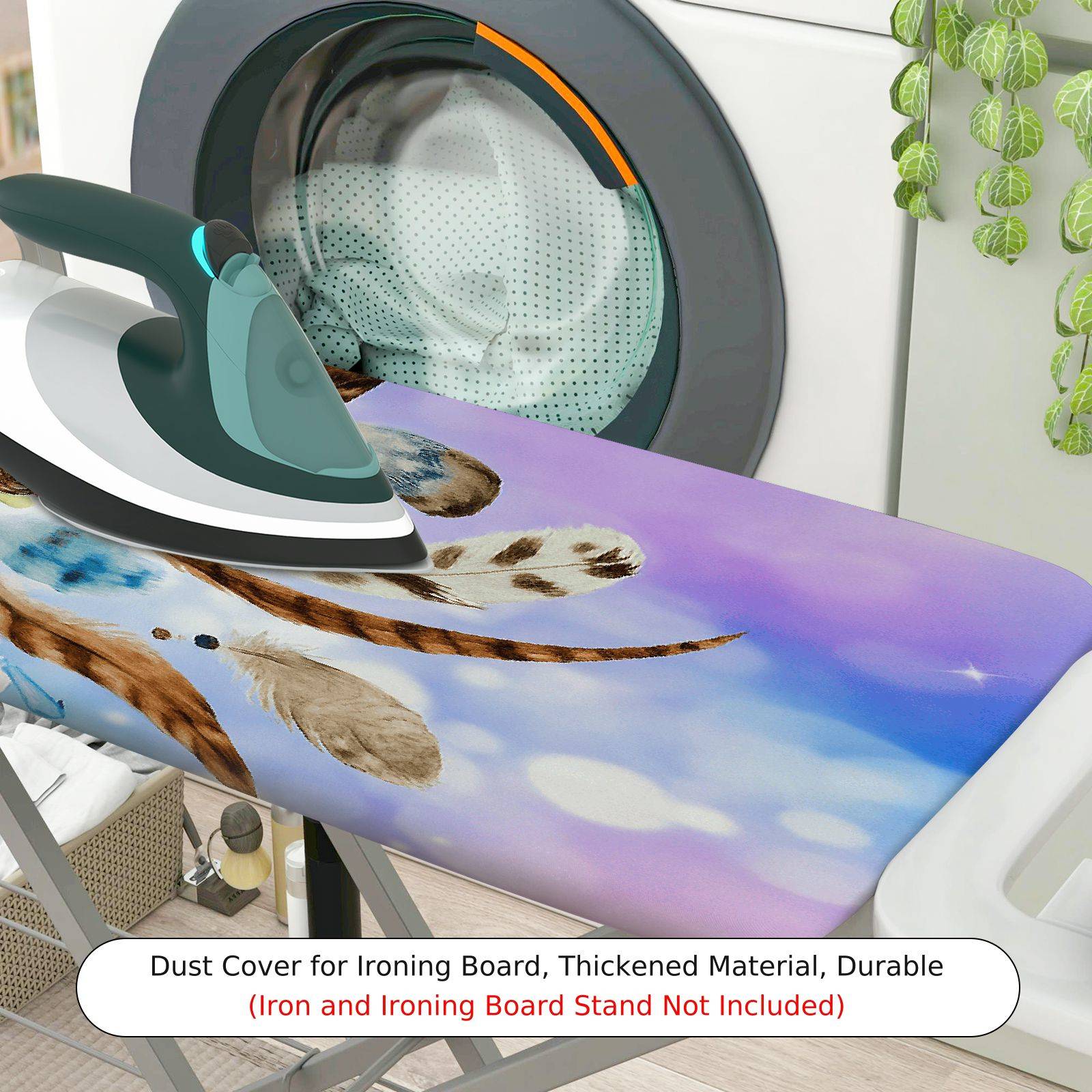 1-Piece Dreamcatcher Floral Feather  Ironing Board Cover, Universal Size, Without Board