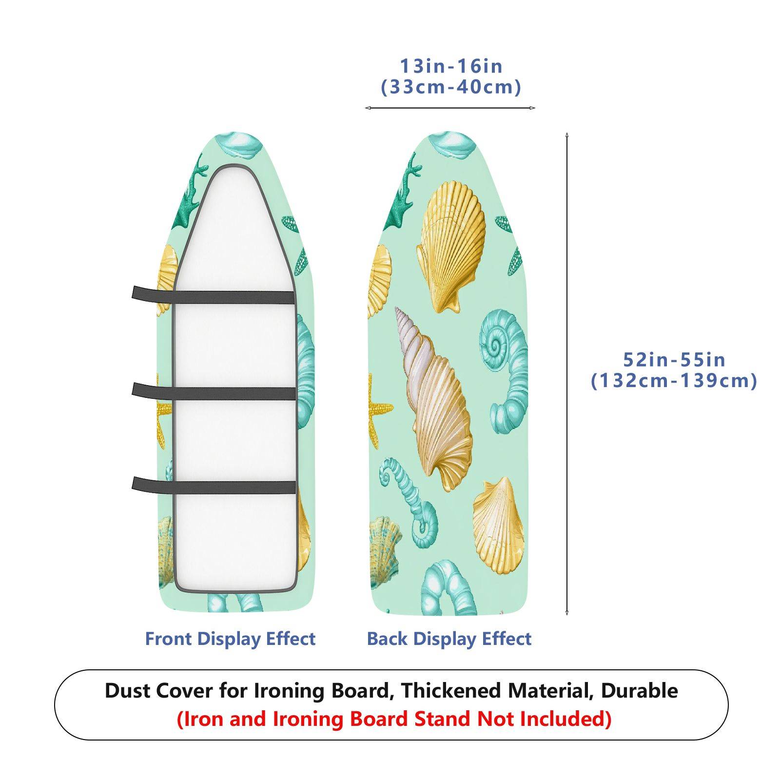 1-Piece Seashell Starfish Nautical  Ironing Board Cover, Universal Size, Without Board