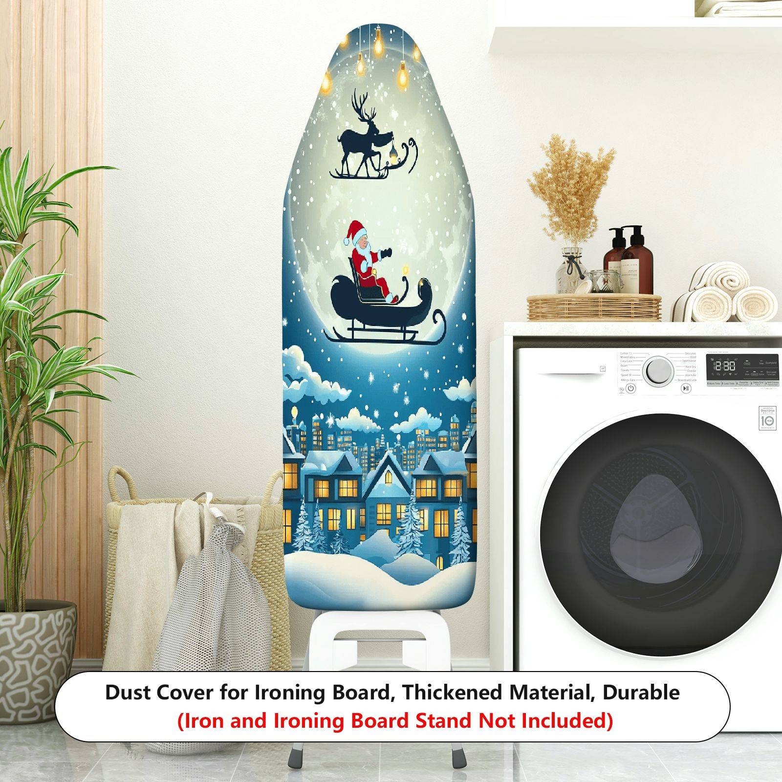 1-Piece Santa Claus Reindeer Snowflake  Ironing Board Cover, Universal Size, Without Board