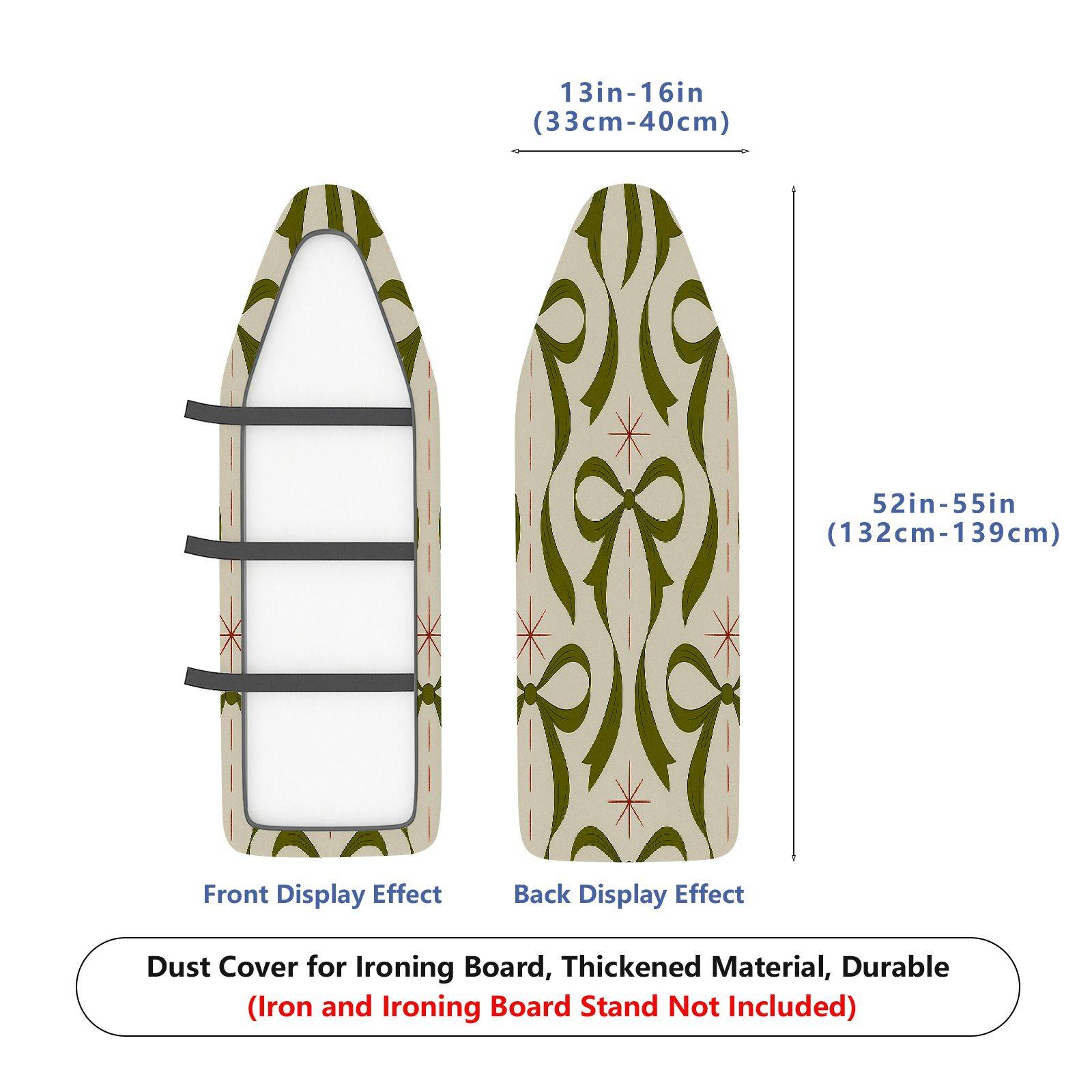 1-Piece Green Bow Star Pattern Decorative  Ironing Board Cover, Universal Size, Without Board