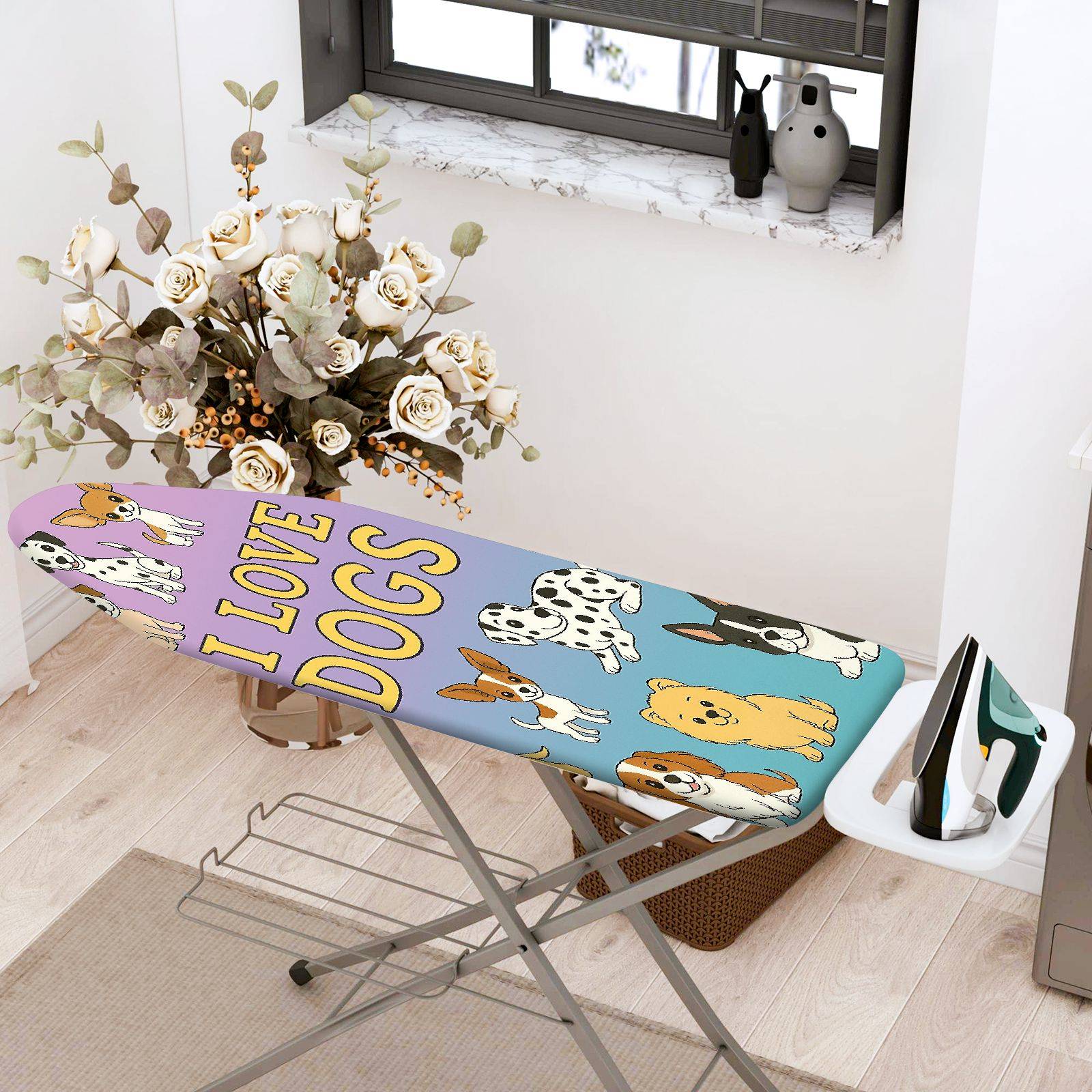 1-Piece Dog Love Pattern  Ironing Board Cover, Universal Size, Without Board