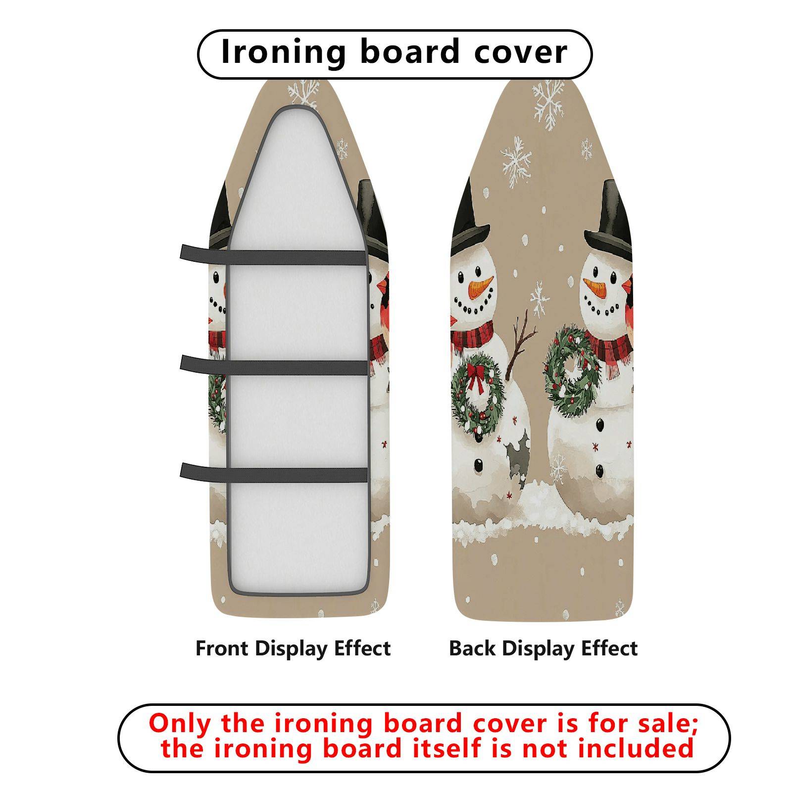 1-Piece Snowman Christmas Festive  Ironing Board Cover, Universal Size, Without Board