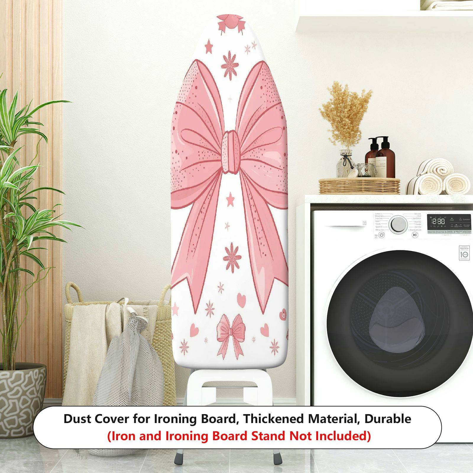 1-Piece Pink Ribbon Pattern Bow Star  Ironing Board Cover, Universal Size, Without Board
