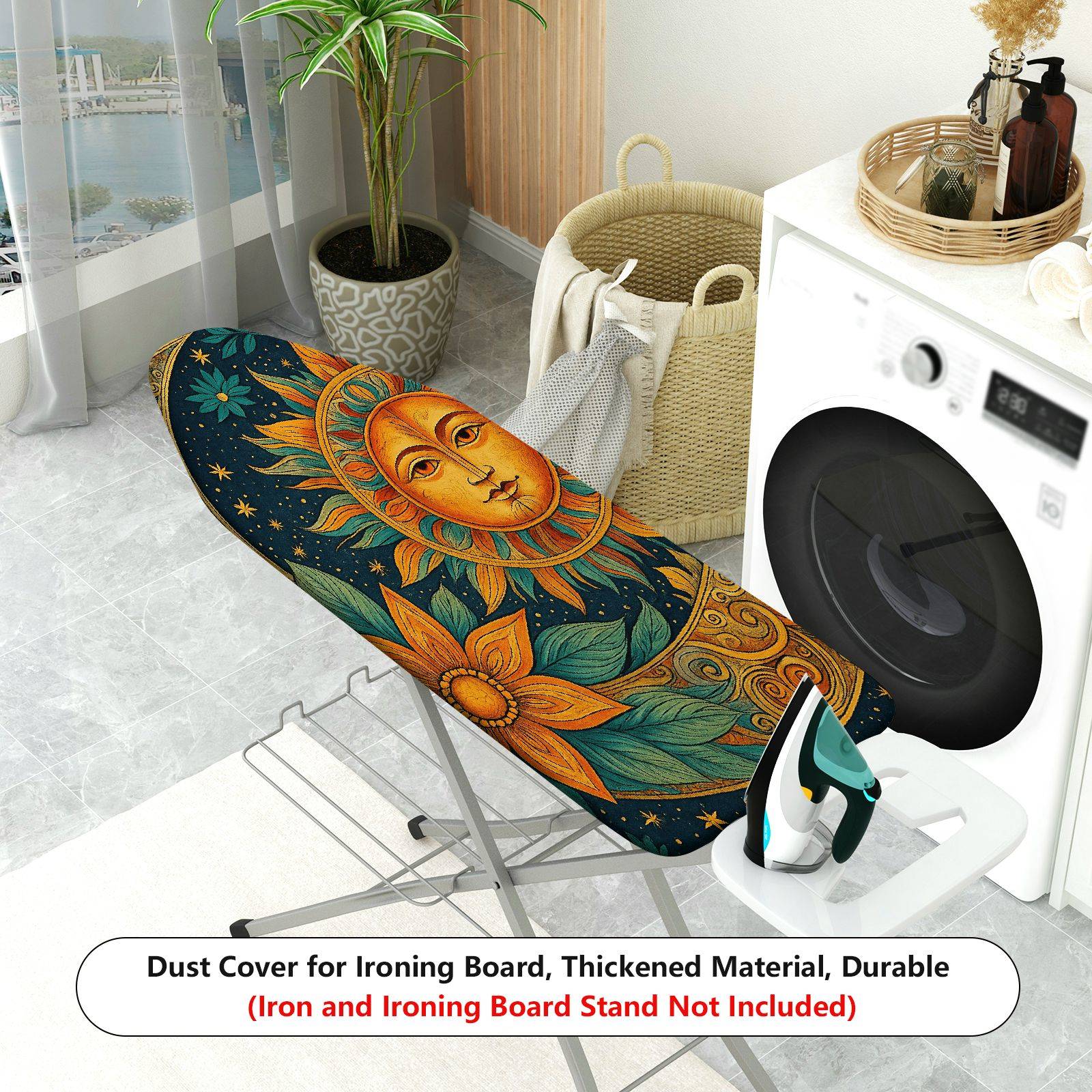 1-Piece Floral Sun Moon Star  Ironing Board Cover, Universal Size, Without Board