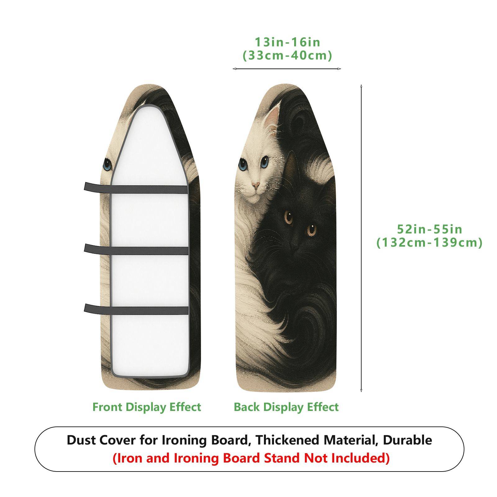 1-Piece Cat Black White Animals  Ironing Board Cover, Universal Size, Without Board