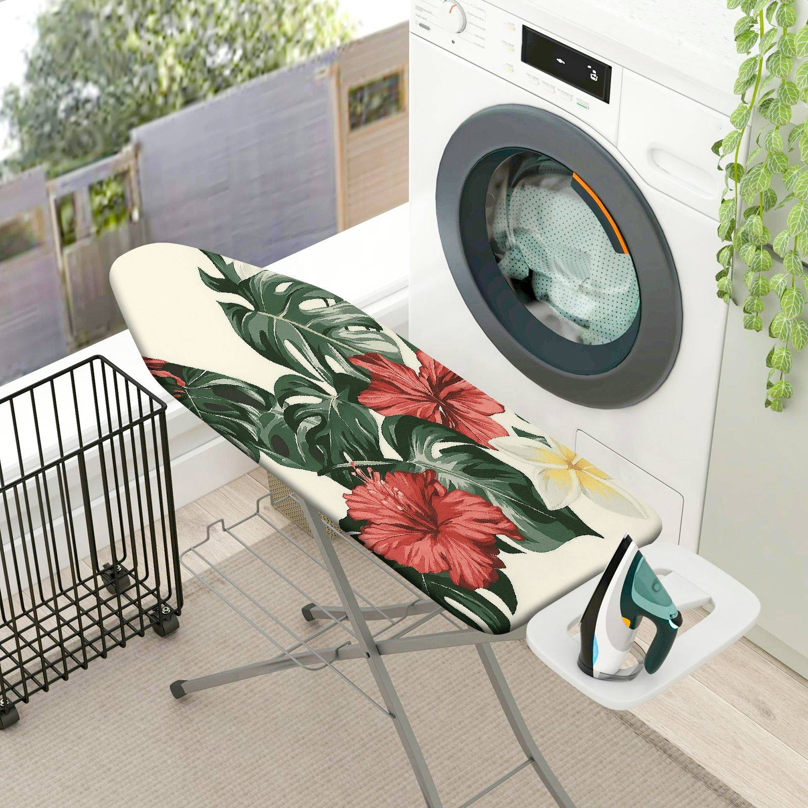 1-Piece Tropical Floral Hibiscus  Ironing Board Cover, Universal Size, Without Board