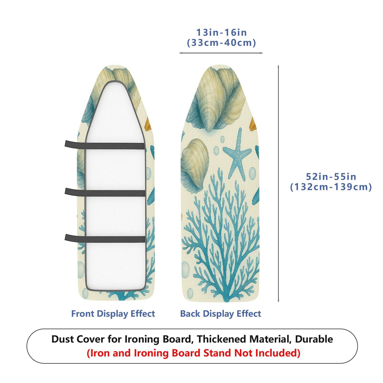1-Piece Sea Shell Starfish Coral  Ironing Board Cover, Universal Size, Without Board