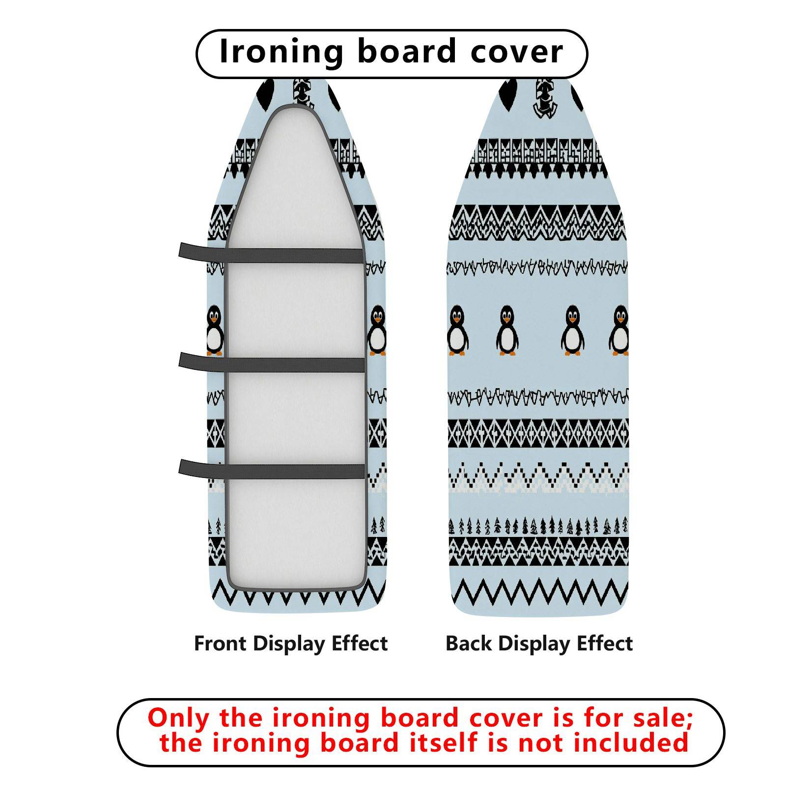 1-Piece Penguin Heart Tribal  Ironing Board Cover, Universal Size, Without Board