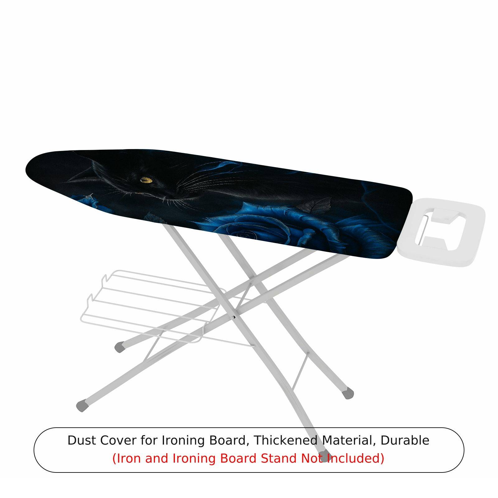 1-Piece Black Cat Blue Rose Dark  Ironing Board Cover, Universal Size, Without Board
