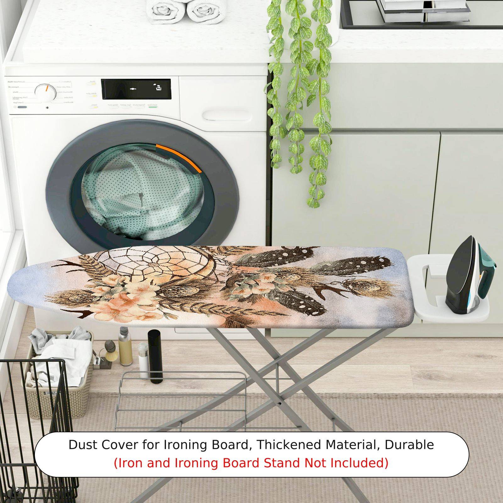 1-Piece Dreamcatcher Floral Feather  Ironing Board Cover, Universal Size, Without Board