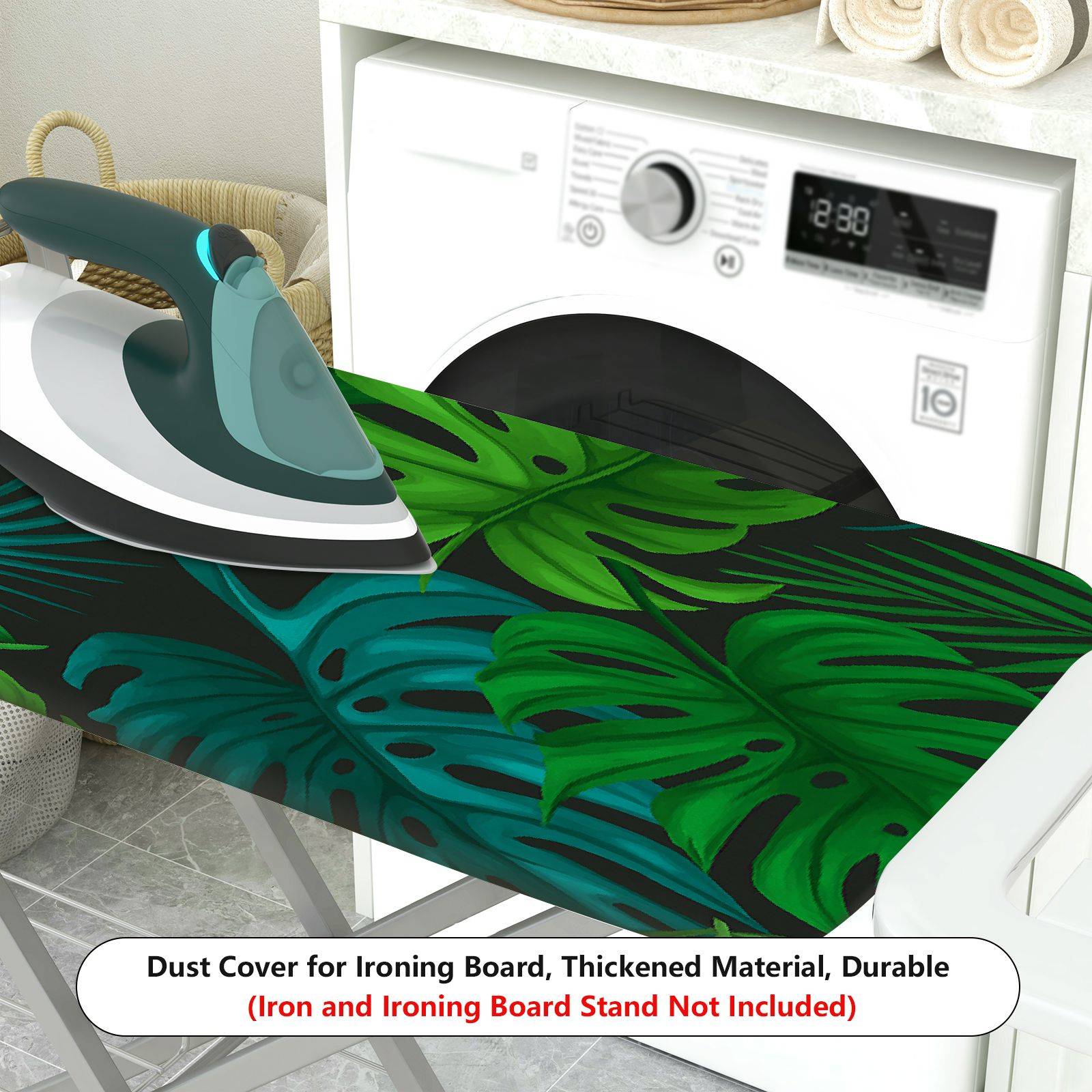 1-Piece Tropical Leaf Green Nature  Ironing Board Cover, Universal Size, Without Board