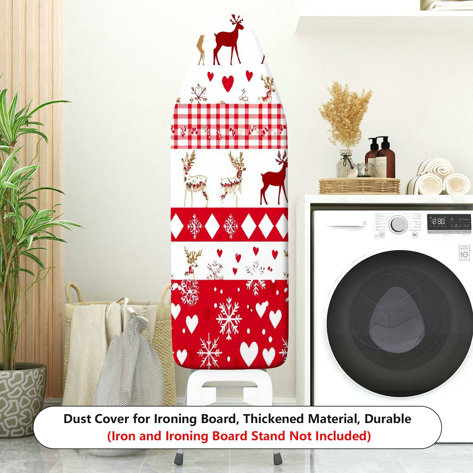 1-Piece Reindeer Snowflake Heart  Ironing Board Cover, Universal Size, Without Board