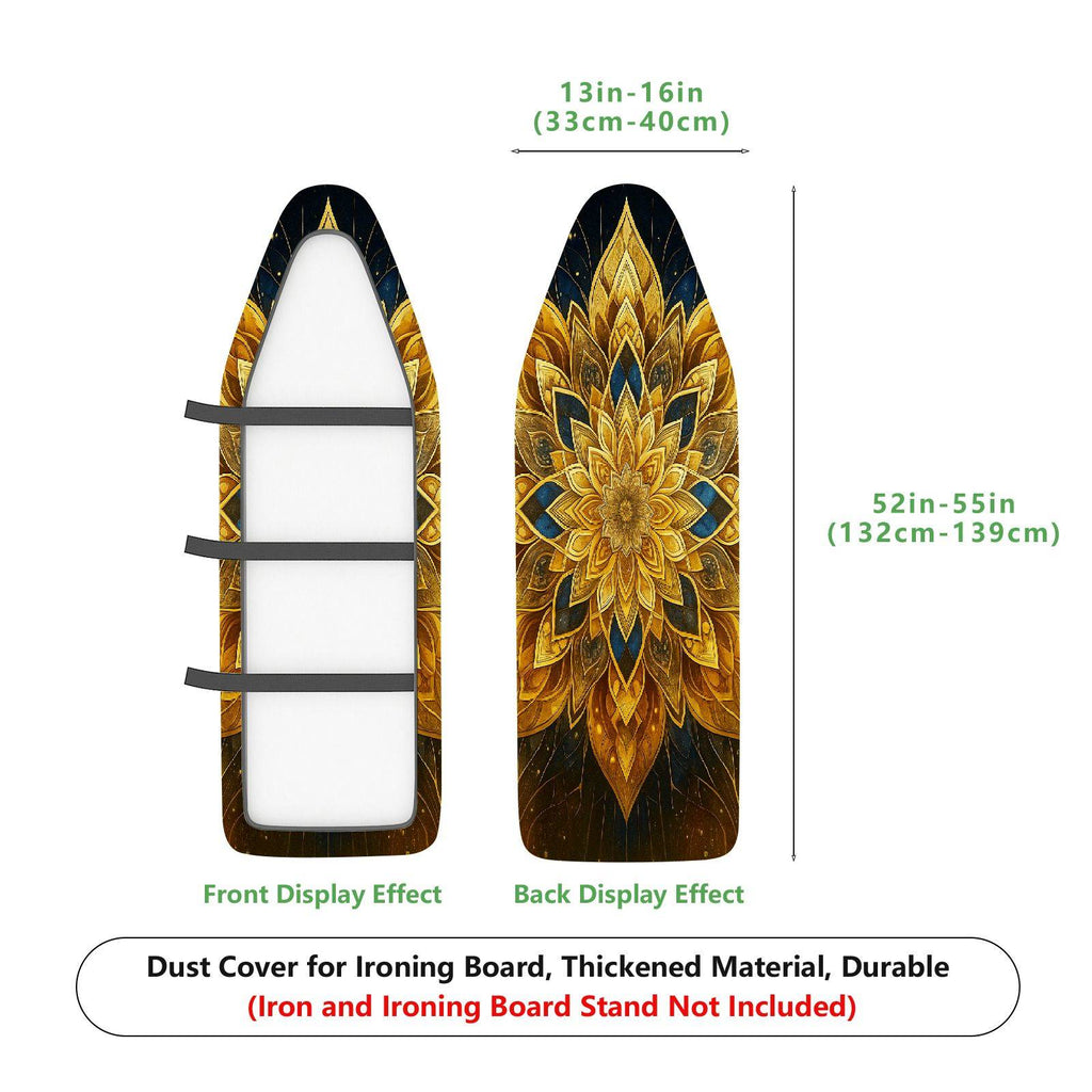 1-Piece Floral Golden Starburst Mandala  Ironing Board Cover, Universal Size, Without Board