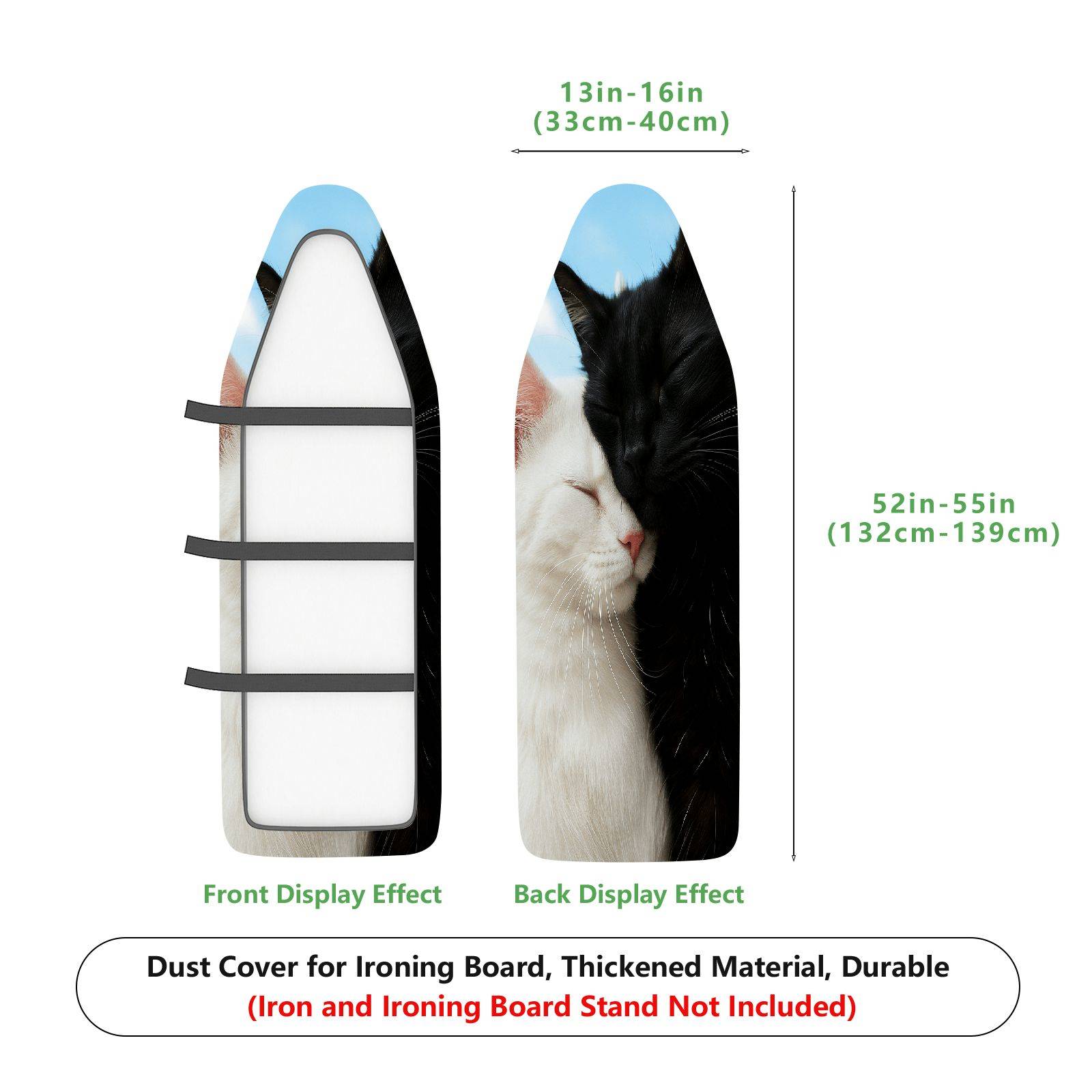 1-Piece Cat Black White Sleeping  Ironing Board Cover, Universal Size, Without Board