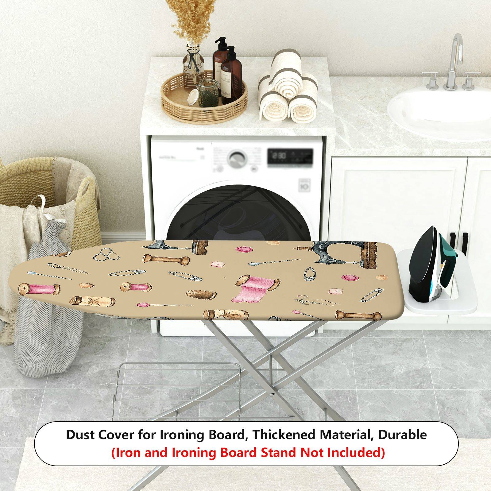 1-Piece Sewing Pattern Retro Style Beige  Ironing Board Cover, Universal Size, Without Board