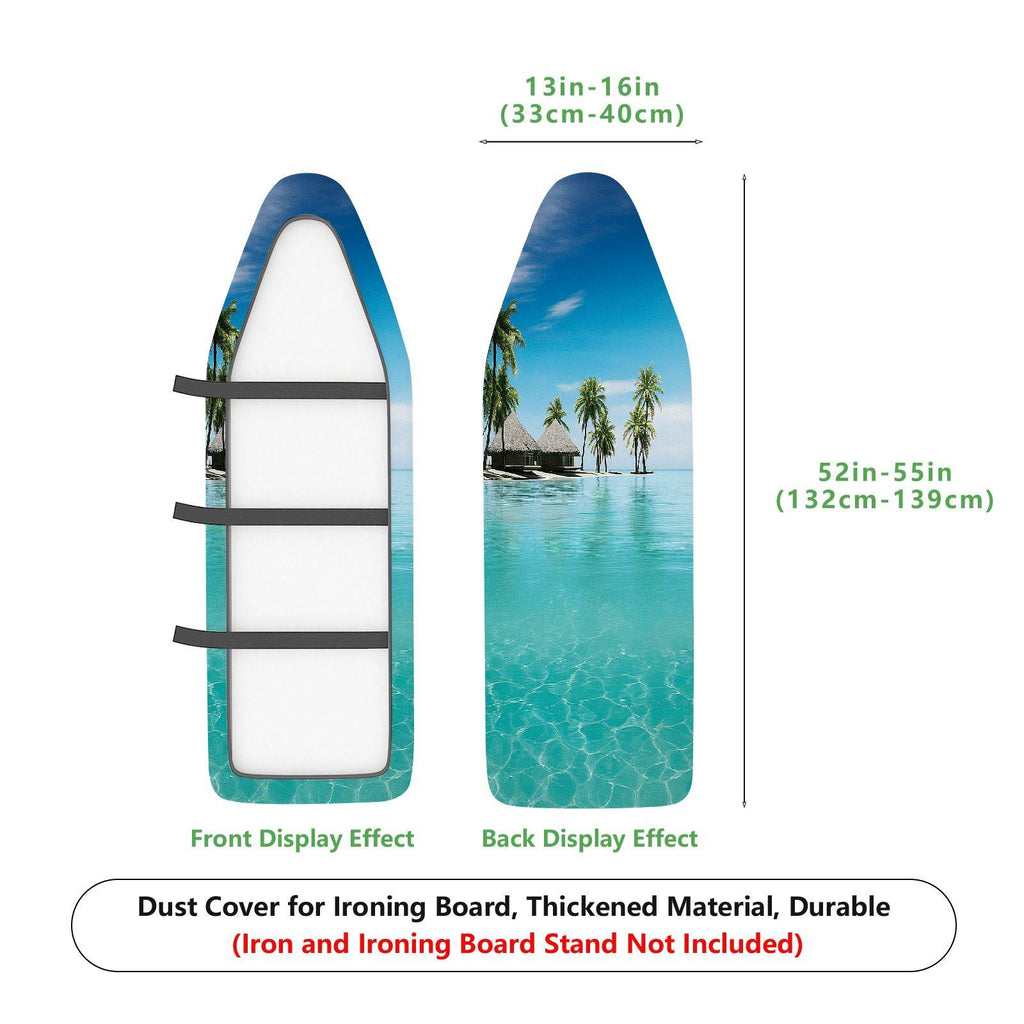 1-Piece Tropical Beach Blue Lagoon Scenic  Ironing Board Cover, Universal Size, Without Board