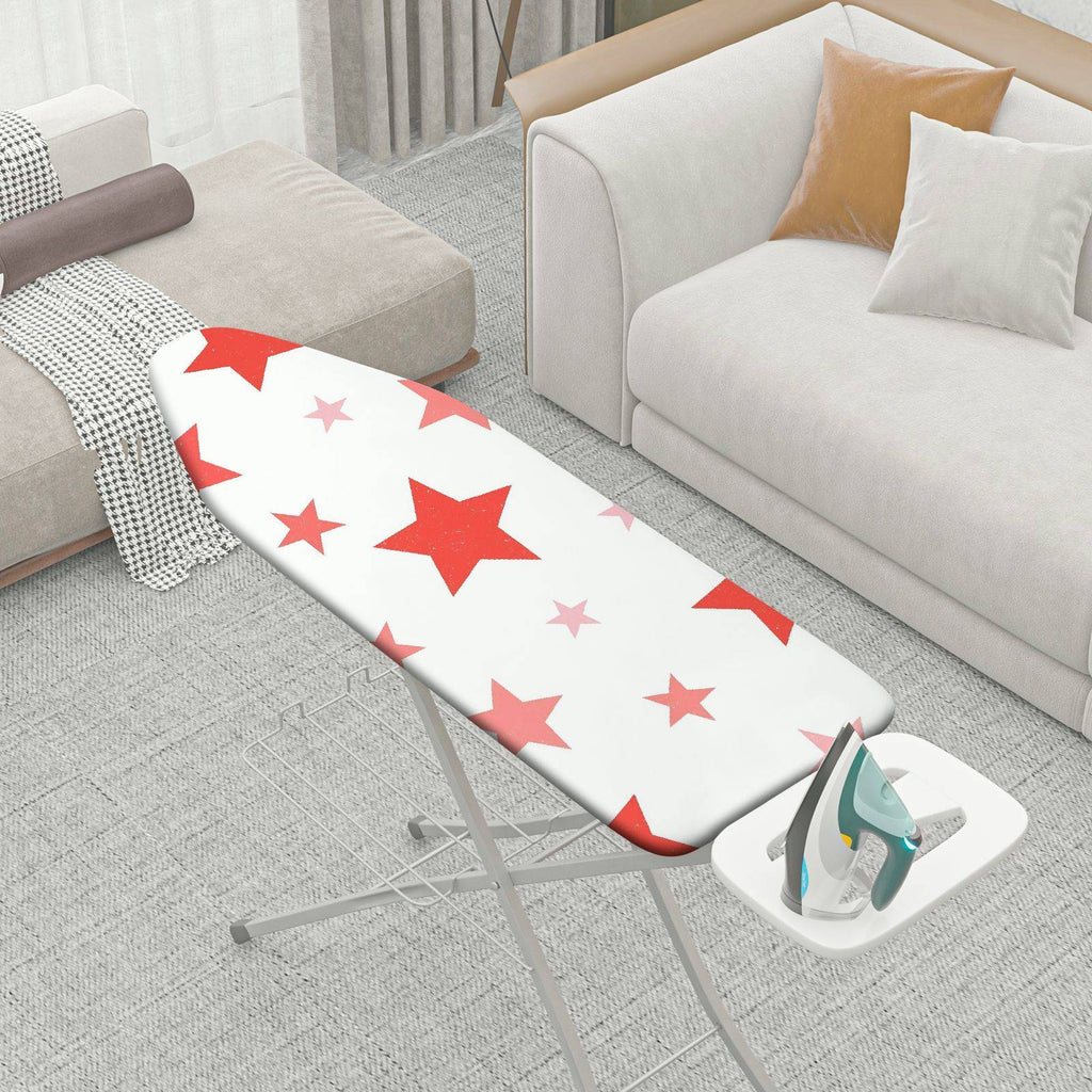 1-Piece Star Red Pattern White Background  Ironing Board Cover, Universal Size, Without Board