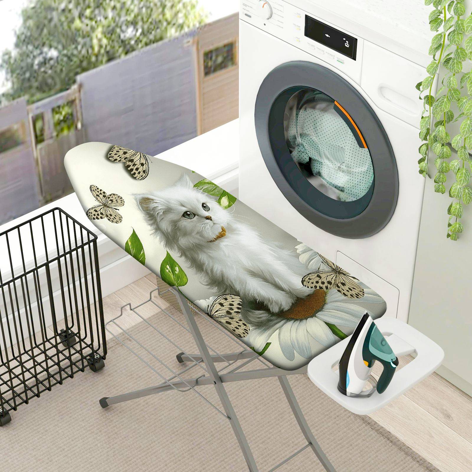 1-Piece Cat Butterfly Floral  Ironing Board Cover, Universal Size, Without Board