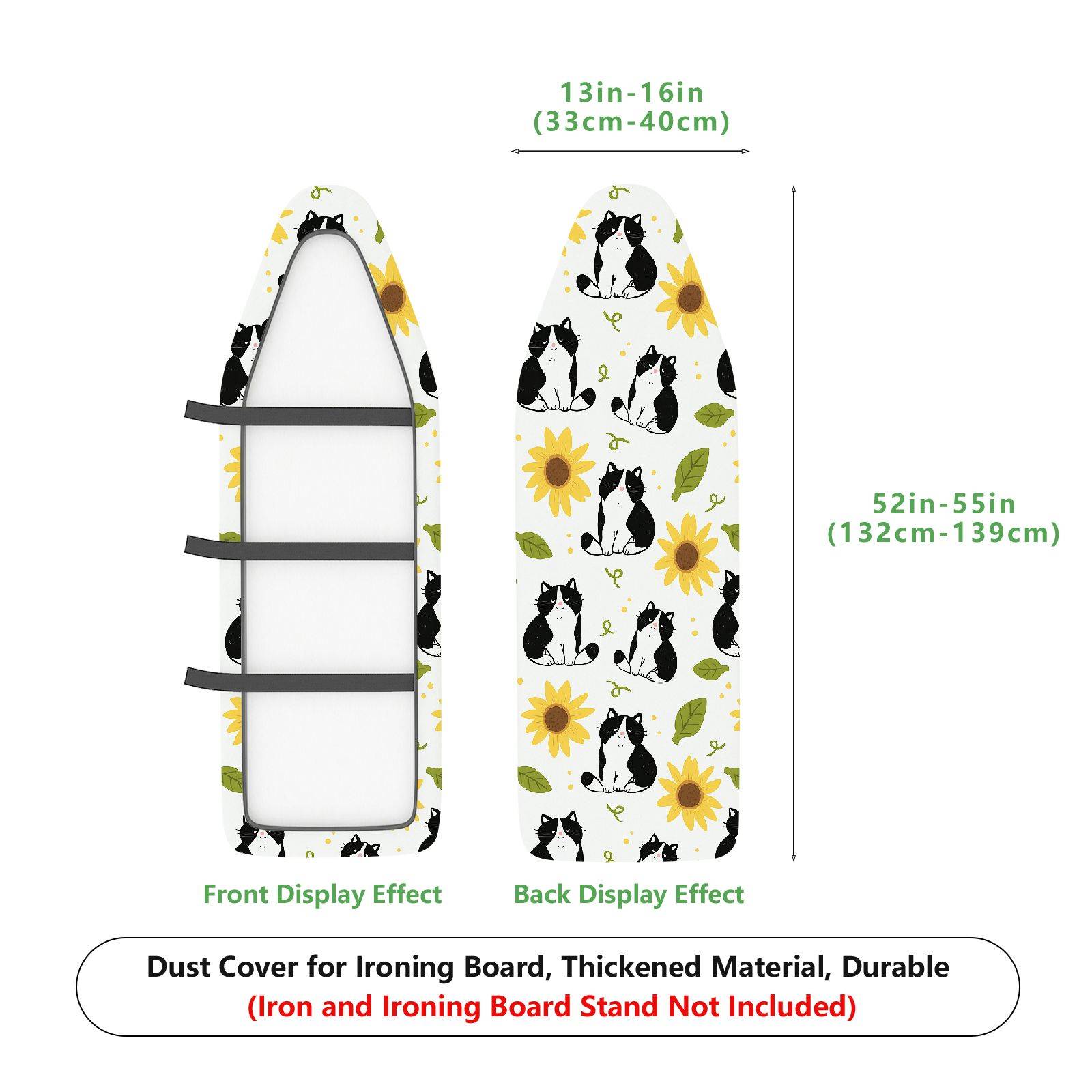 1-Piece Cat Sunflower Leaf  Ironing Board Cover, Universal Size, Without Board