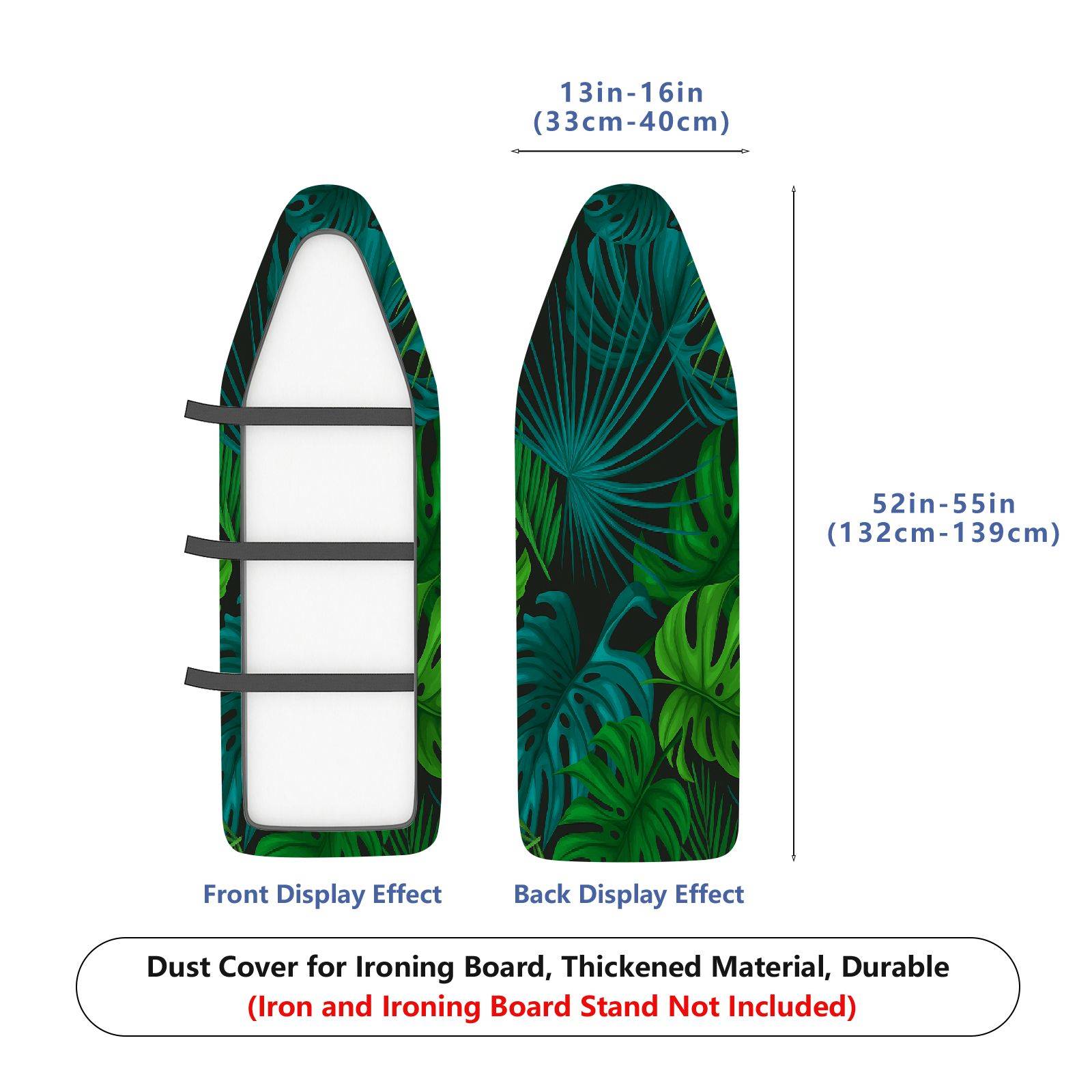 1-Piece Tropical Leaf Green Nature  Ironing Board Cover, Universal Size, Without Board