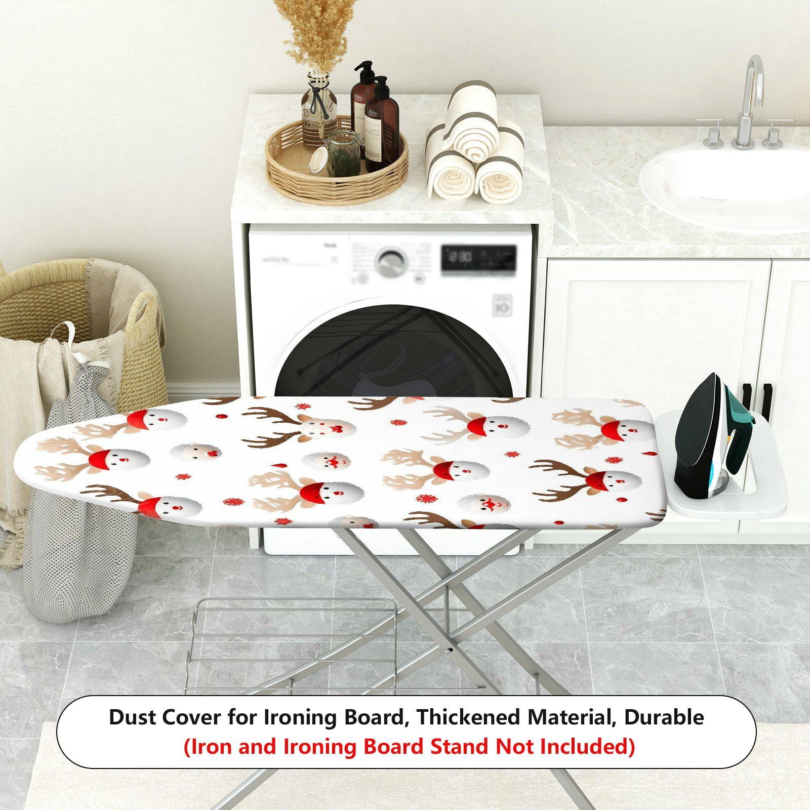 1-Piece Santa Reindeer Christmas  Ironing Board Cover, Universal Size, Without Board