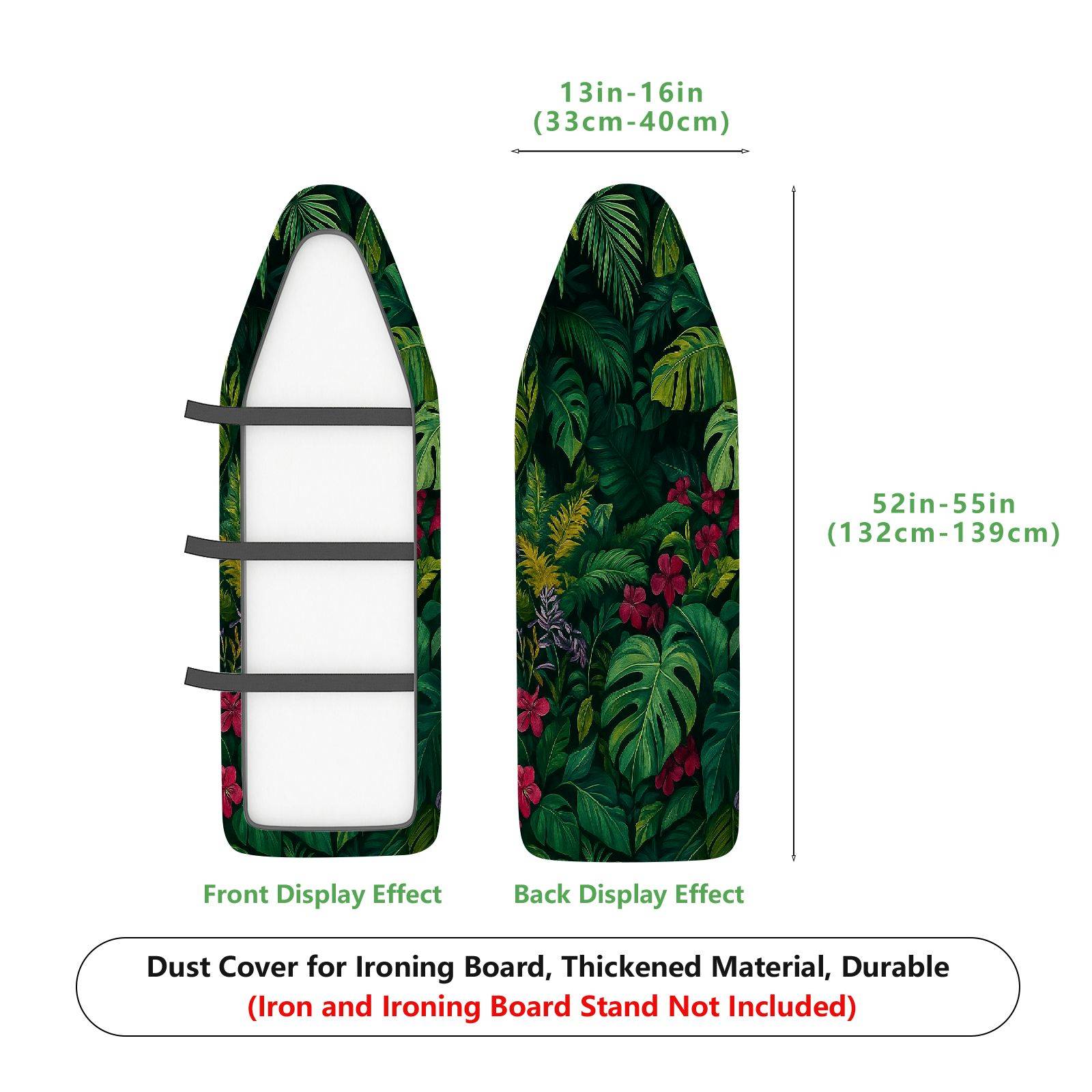 1-Piece Tropical Floral Jungle  Ironing Board Cover, Universal Size, Without Board