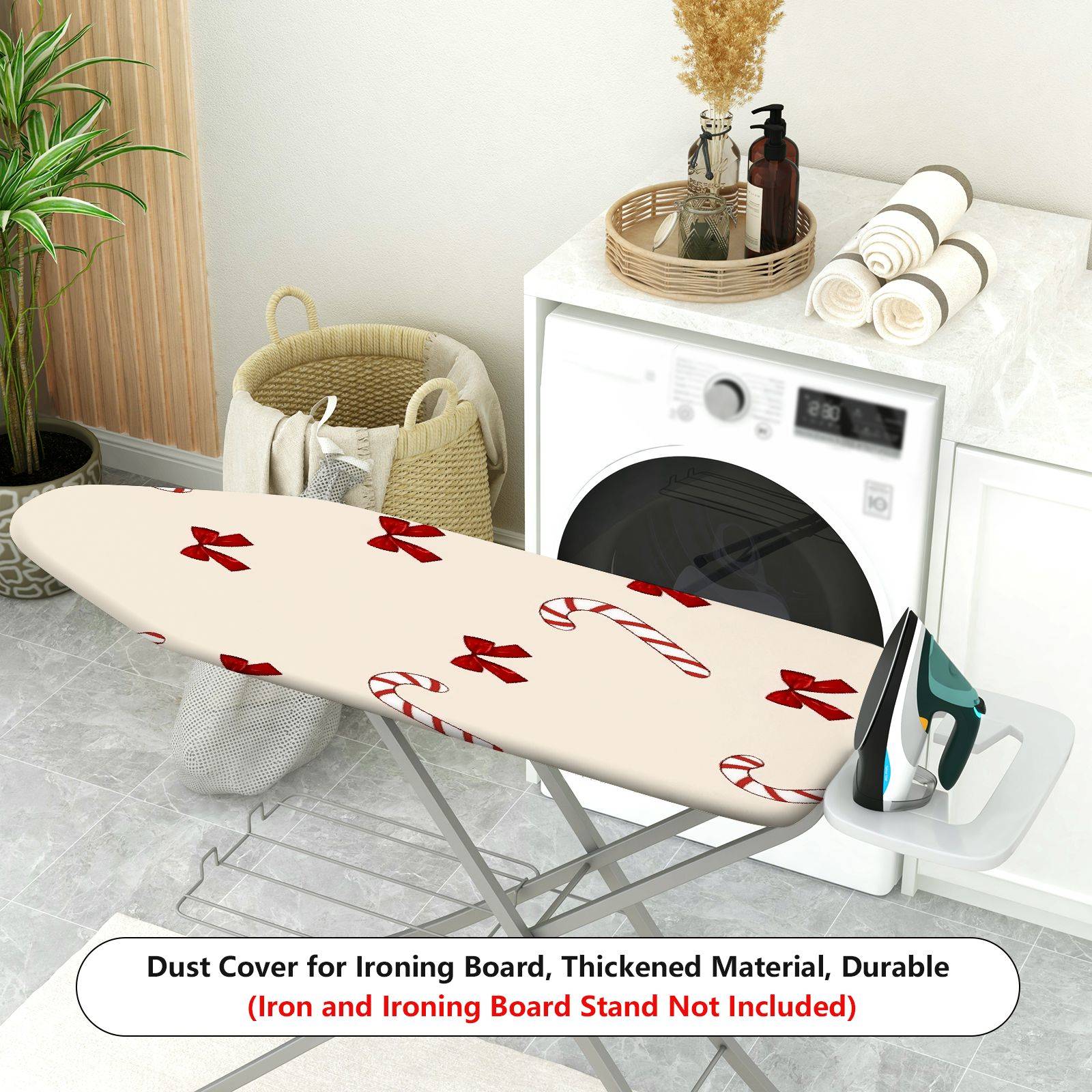 1-Piece Christmas Candy Cane Bow Holiday  Ironing Board Cover, Universal Size, Without Board