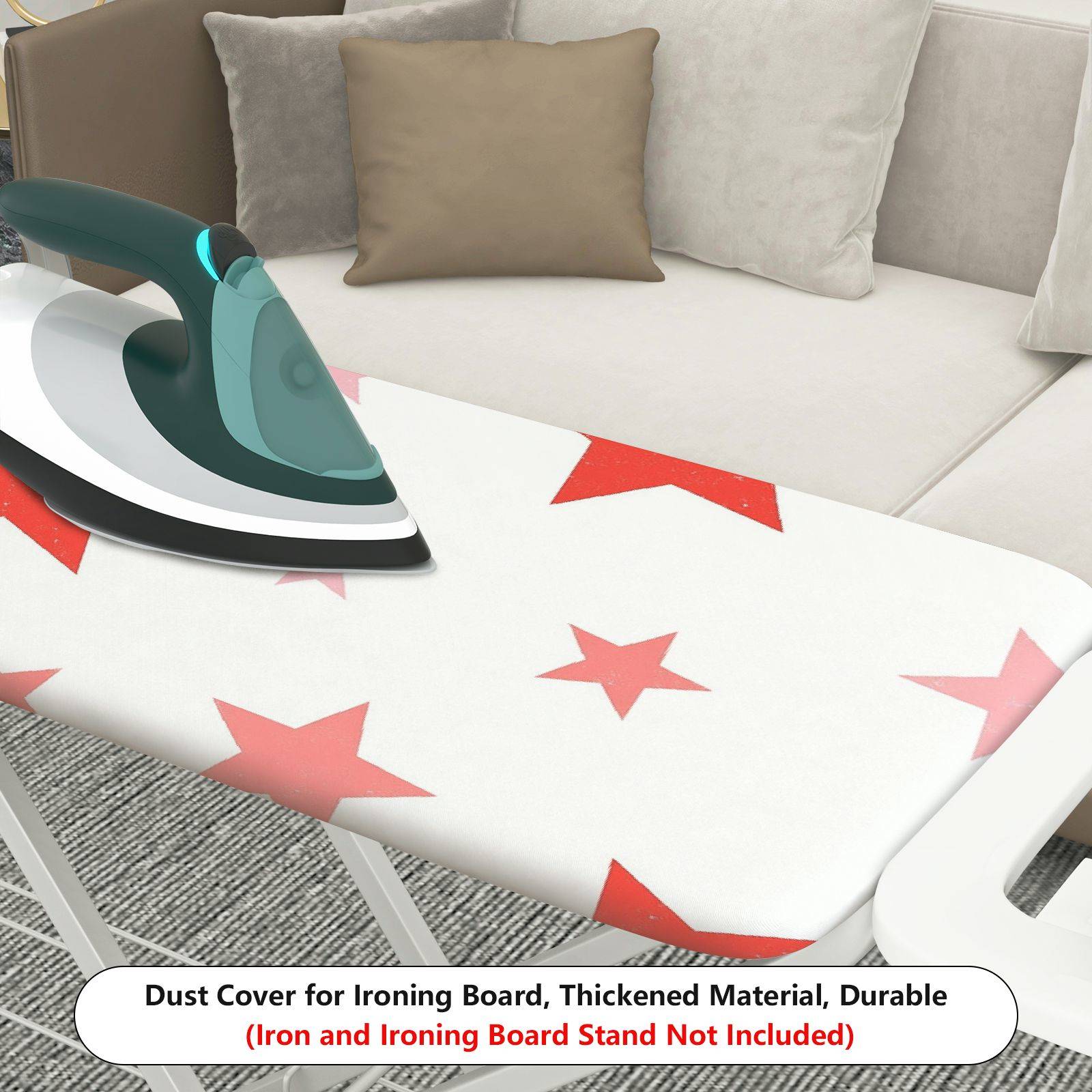 1-Piece Star Red Pattern White Background  Ironing Board Cover, Universal Size, Without Board