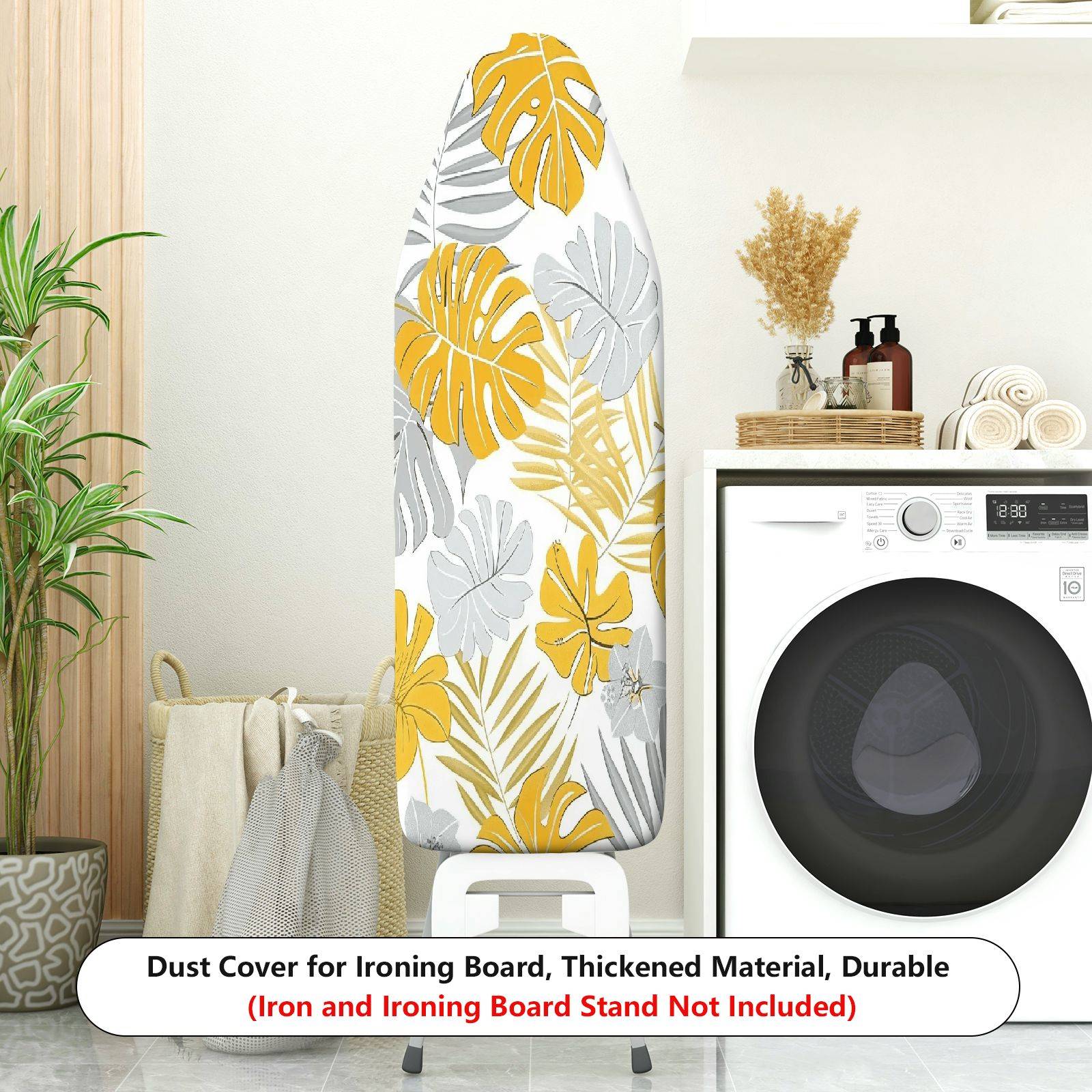 1-Piece Tropical Leaves Floral Greenery  Ironing Board Cover, Universal Size, Without Board
