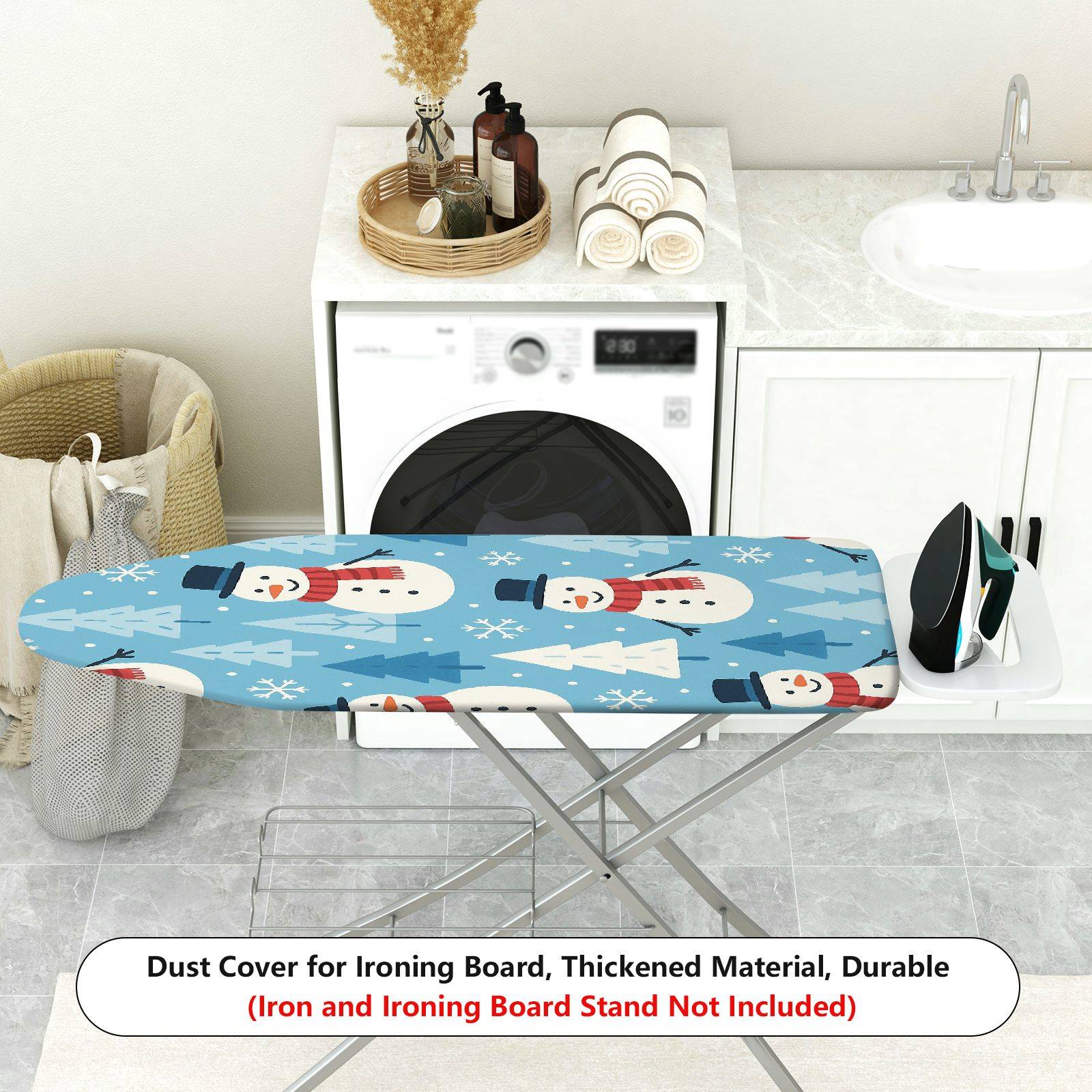 1-Piece Snowman Christmas Tree Winter  Ironing Board Cover, Universal Size, Without Board