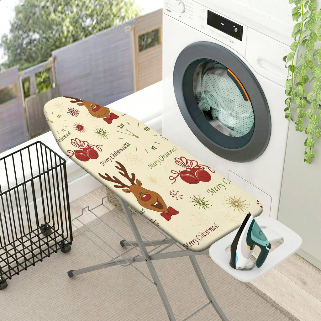 1-Piece Reindeer Snowflakes Bells  Ironing Board Cover, Universal Size, Without Board