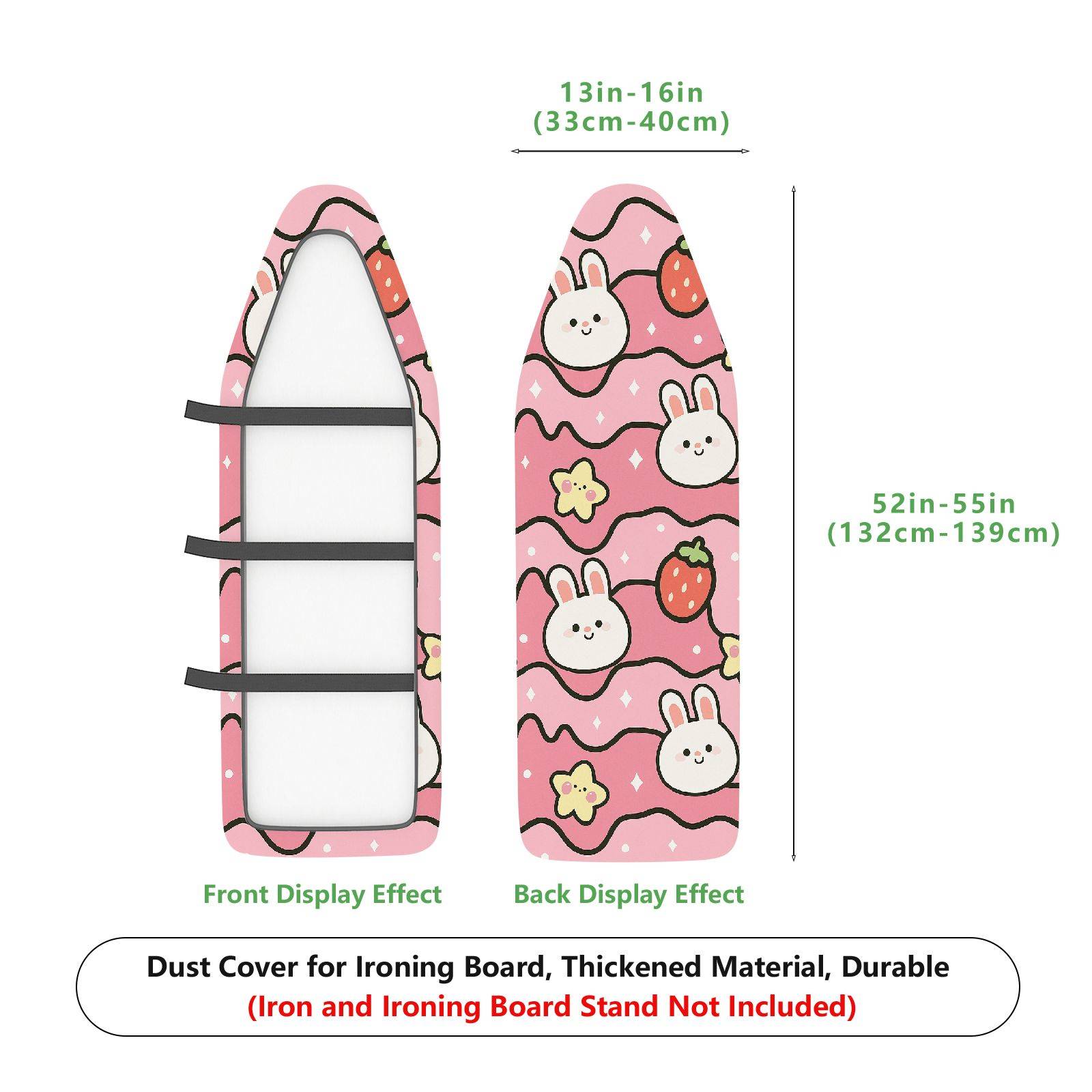 1-Piece Rabbit Strawberry Floral  Ironing Board Cover, Universal Size, Without Board