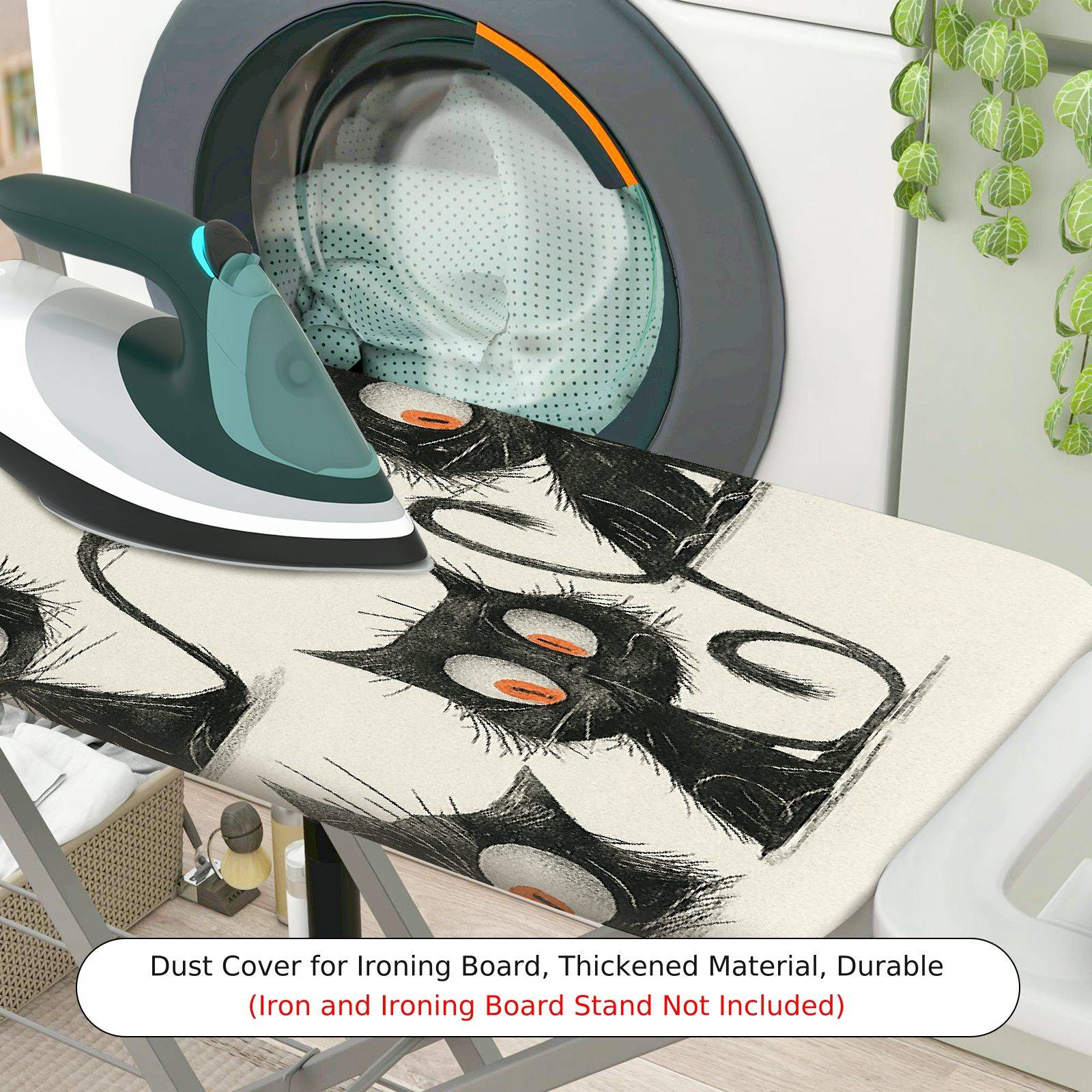 1-Piece Cat Pattern Black  Animal  Ironing Board Cover, Universal Size, Without Board