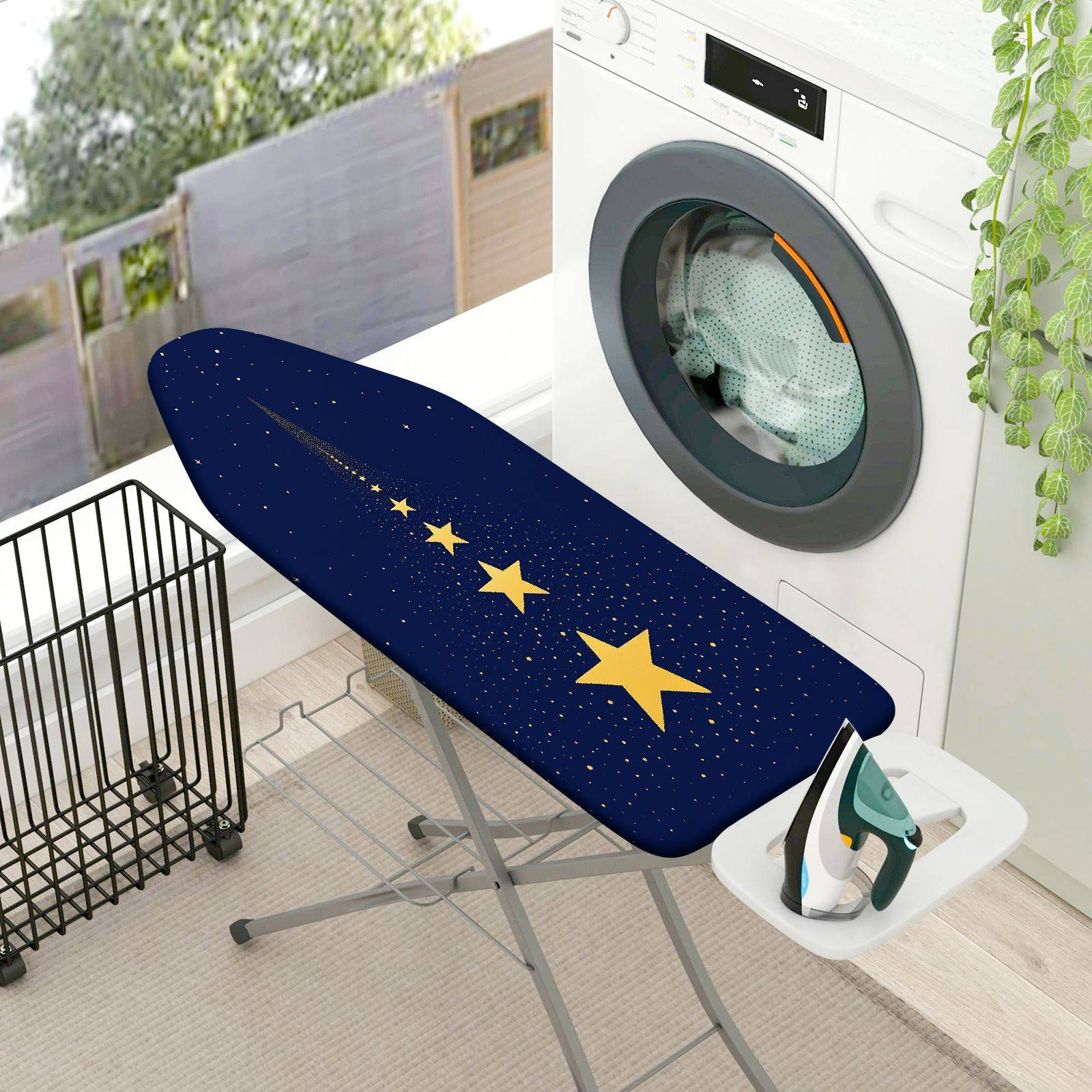 1-Piece Starry Night Blue Gold Starry Sky  Ironing Board Cover, Universal Size, Without Board