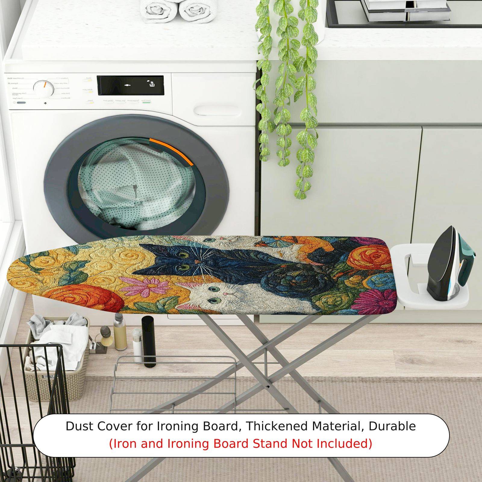 1-Piece Cat Floral Pattern Colorful  Ironing Board Cover, Universal Size, Without Board