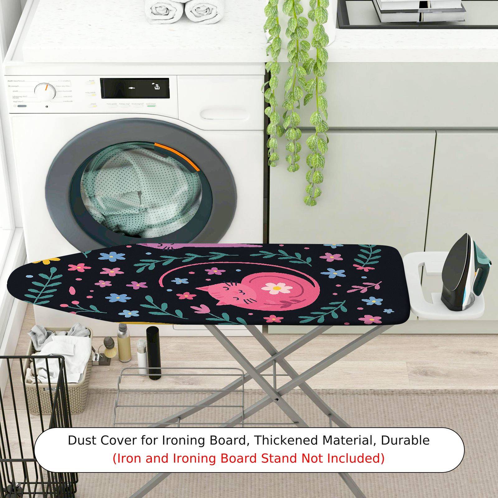 1-Piece Cat Floral Pattern  Ironing Board Cover, Universal Size, Without Board