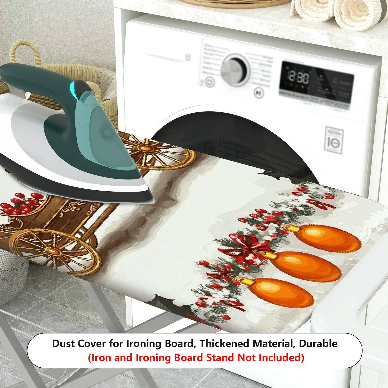 1-Piece Christmas Santa Sleigh Holiday  Ironing Board Cover, Universal Size, Without Board