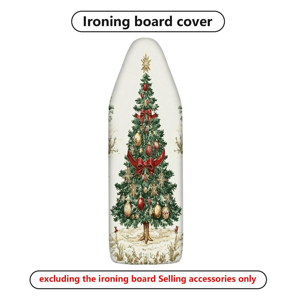 1-Piece Christmas Tree Red Bow Green Ornament  Ironing Board Cover, Universal Size, Without Board