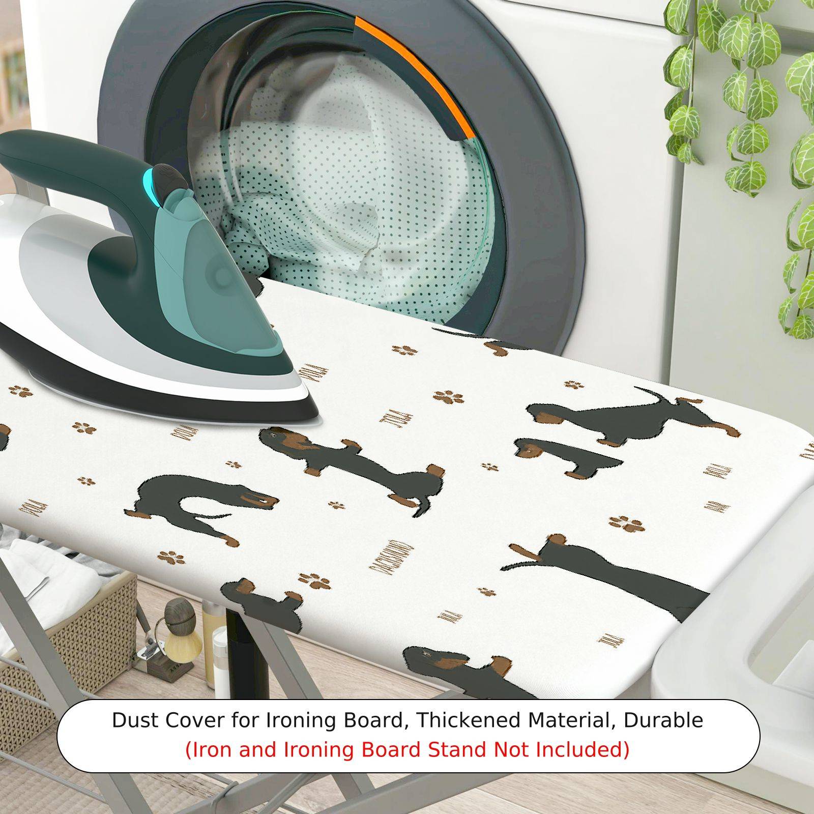 1-Piece Dachshund Paw Print Dog  Ironing Board Cover, Universal Size, Without Board
