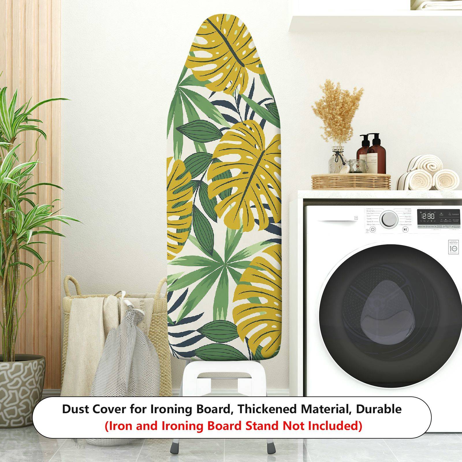 1-Piece Tropical Leaf Pattern Green Palm  Ironing Board Cover, Universal Size, Without Board