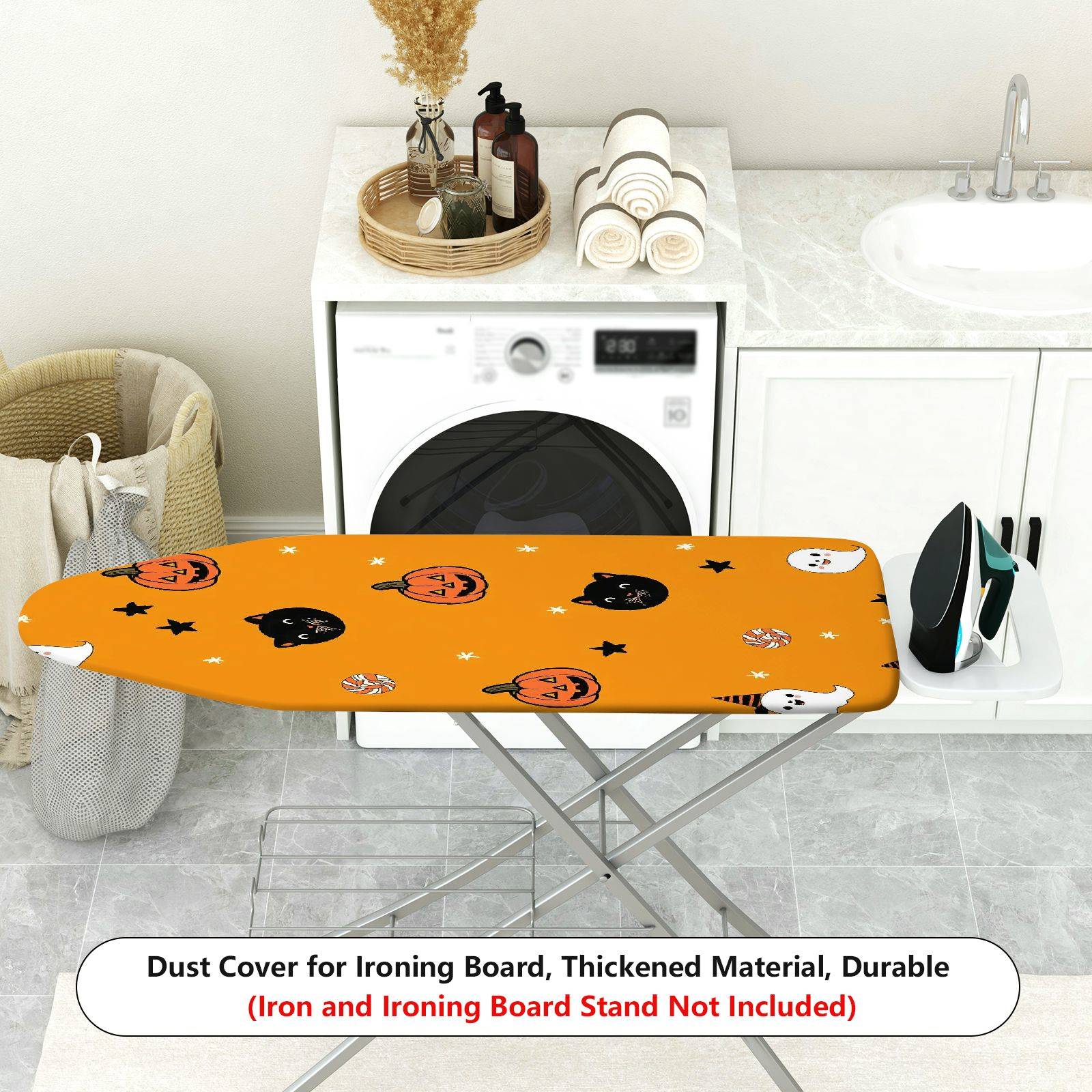 1-Piece Halloween Pumpkin Cat Ghost  Ironing Board Cover, Universal Size, Without Board