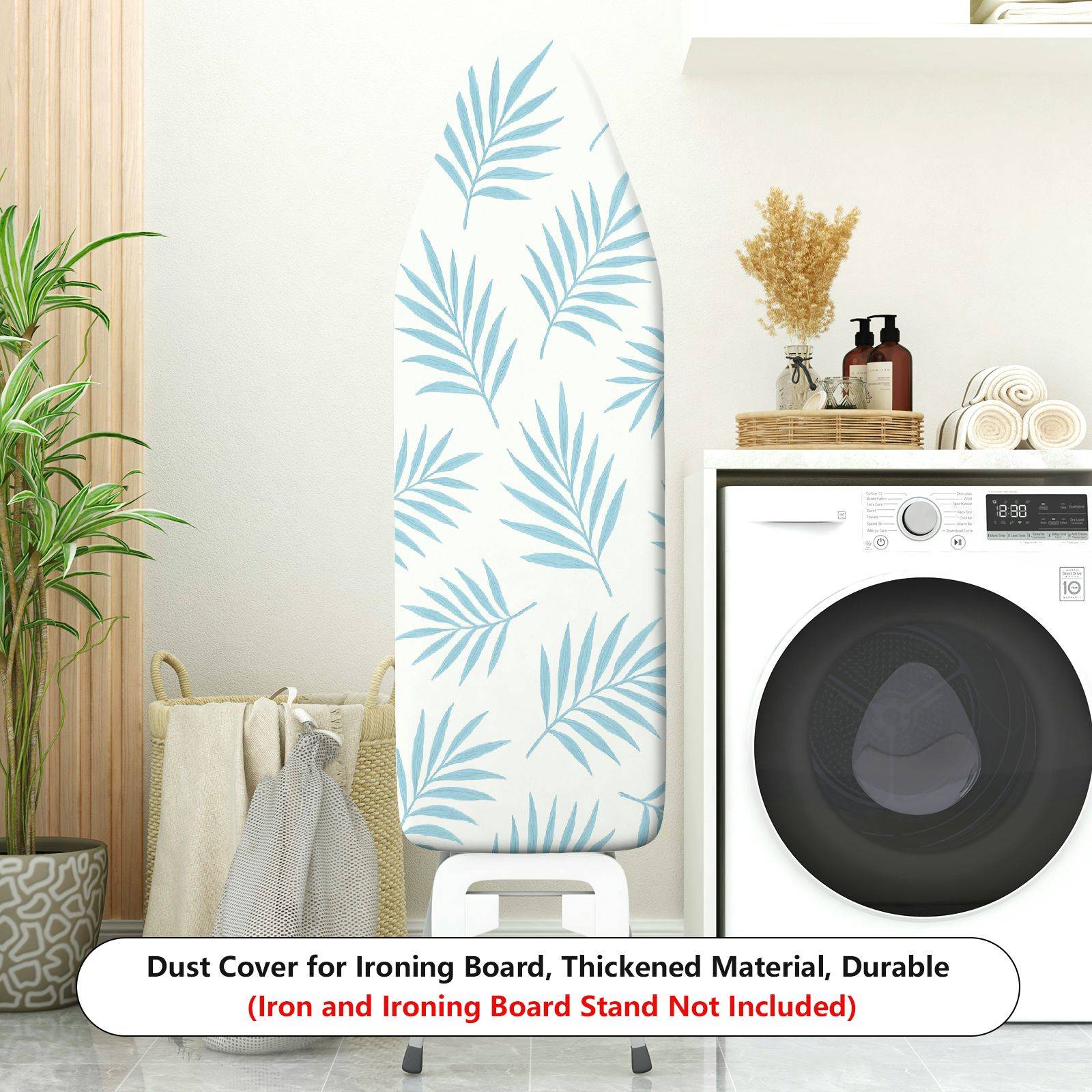 1-Piece tropical plant leaf pattern blue  Ironing Board Cover, Universal Size, Without Board