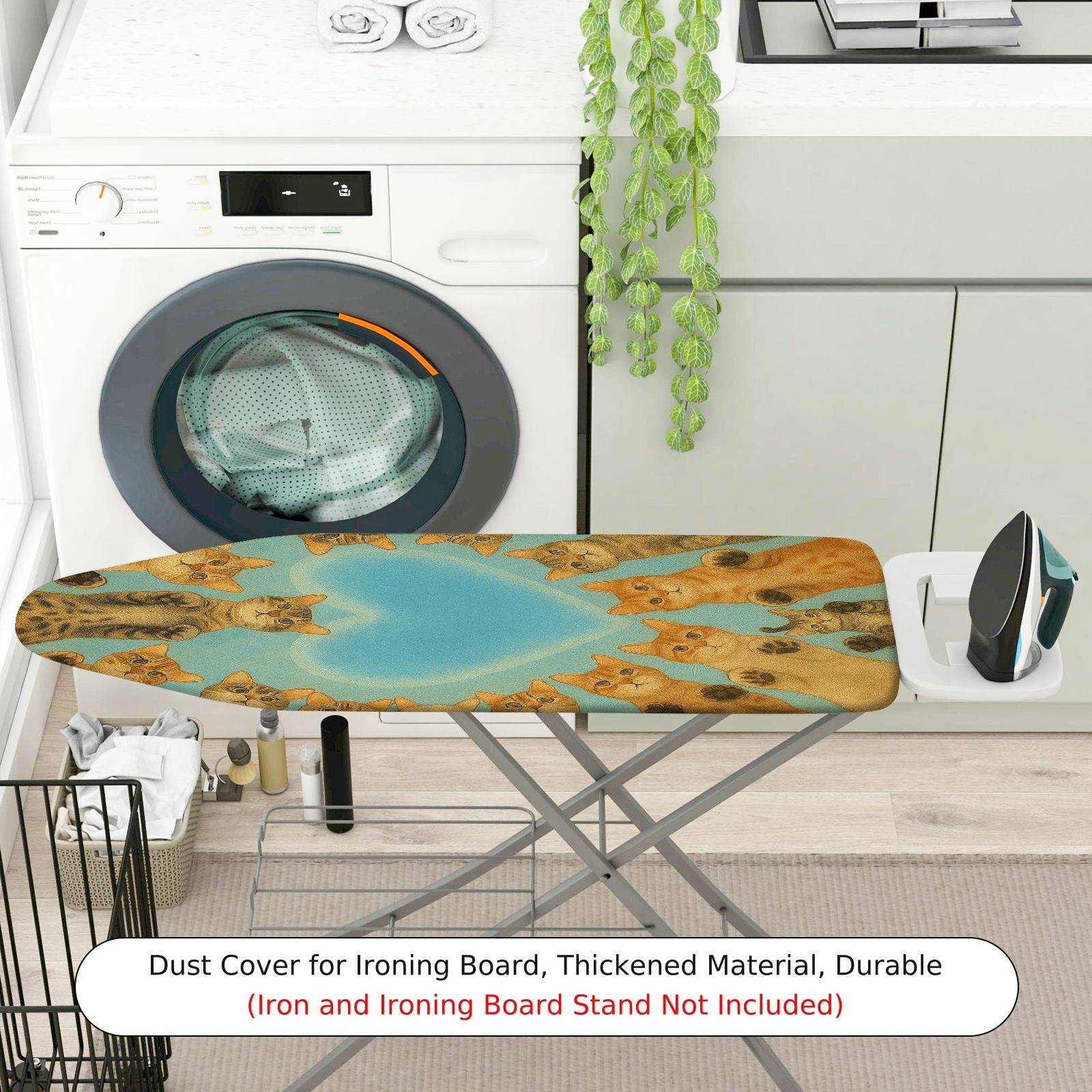1-Piece Cat Heart Blue  Ironing Board Cover, Universal Size, Without Board