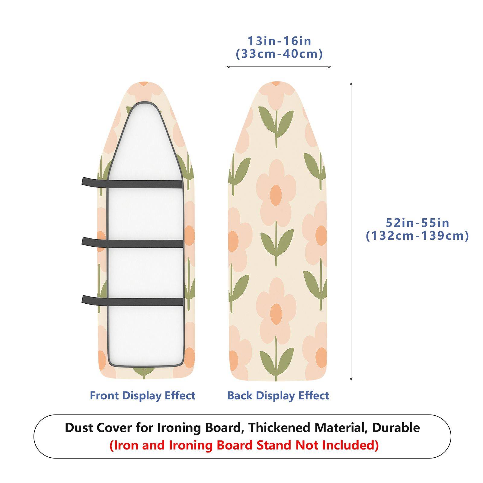 1-Piece Floral Pattern Pastel Retro  Ironing Board Cover, Universal Size, Without Board